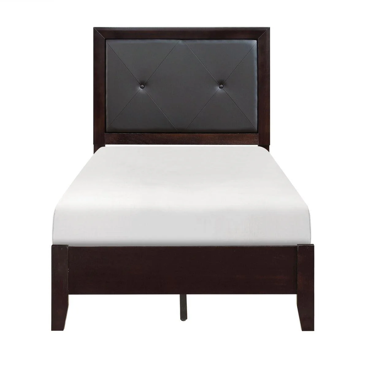 Edina Cherry Faux Leather Tufted Panel Twin Bed