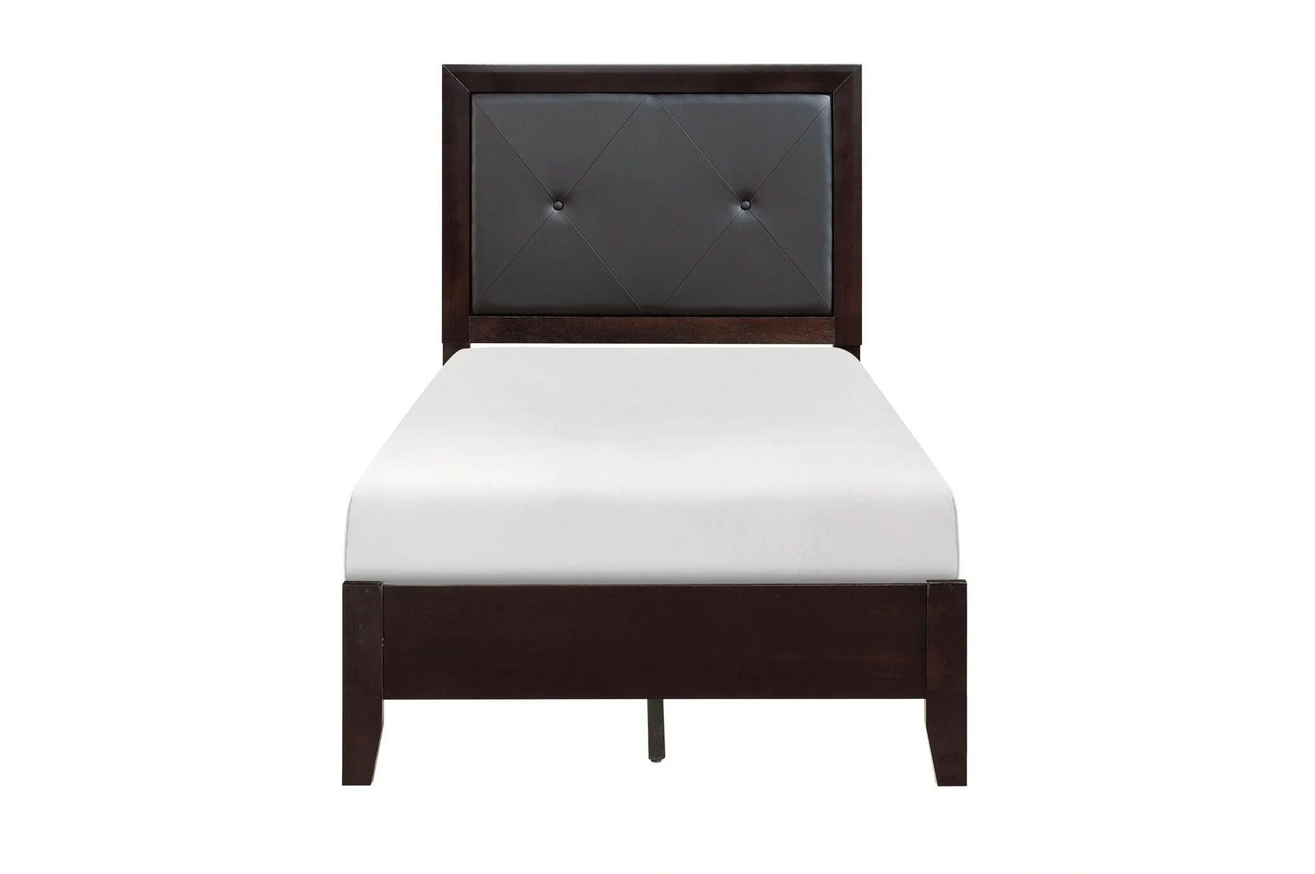 Edina Espresso Faux Faux Leather Tufted Panel Bedroom Set - Image 2