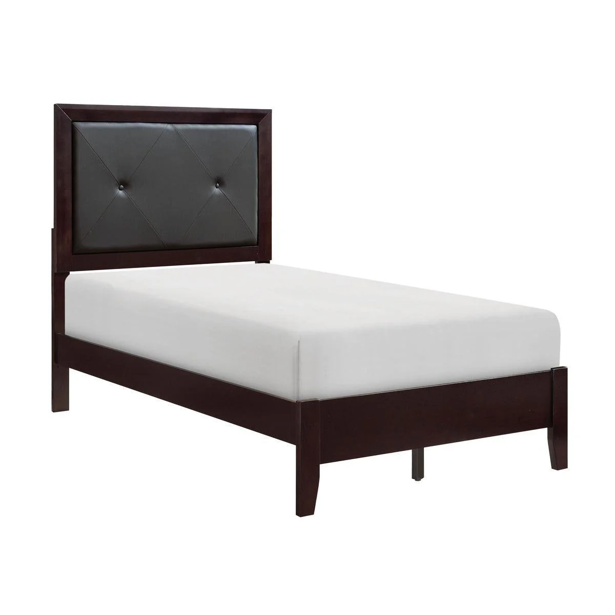 Edina Cherry Faux Leather Tufted Panel Twin Bed - Image 2