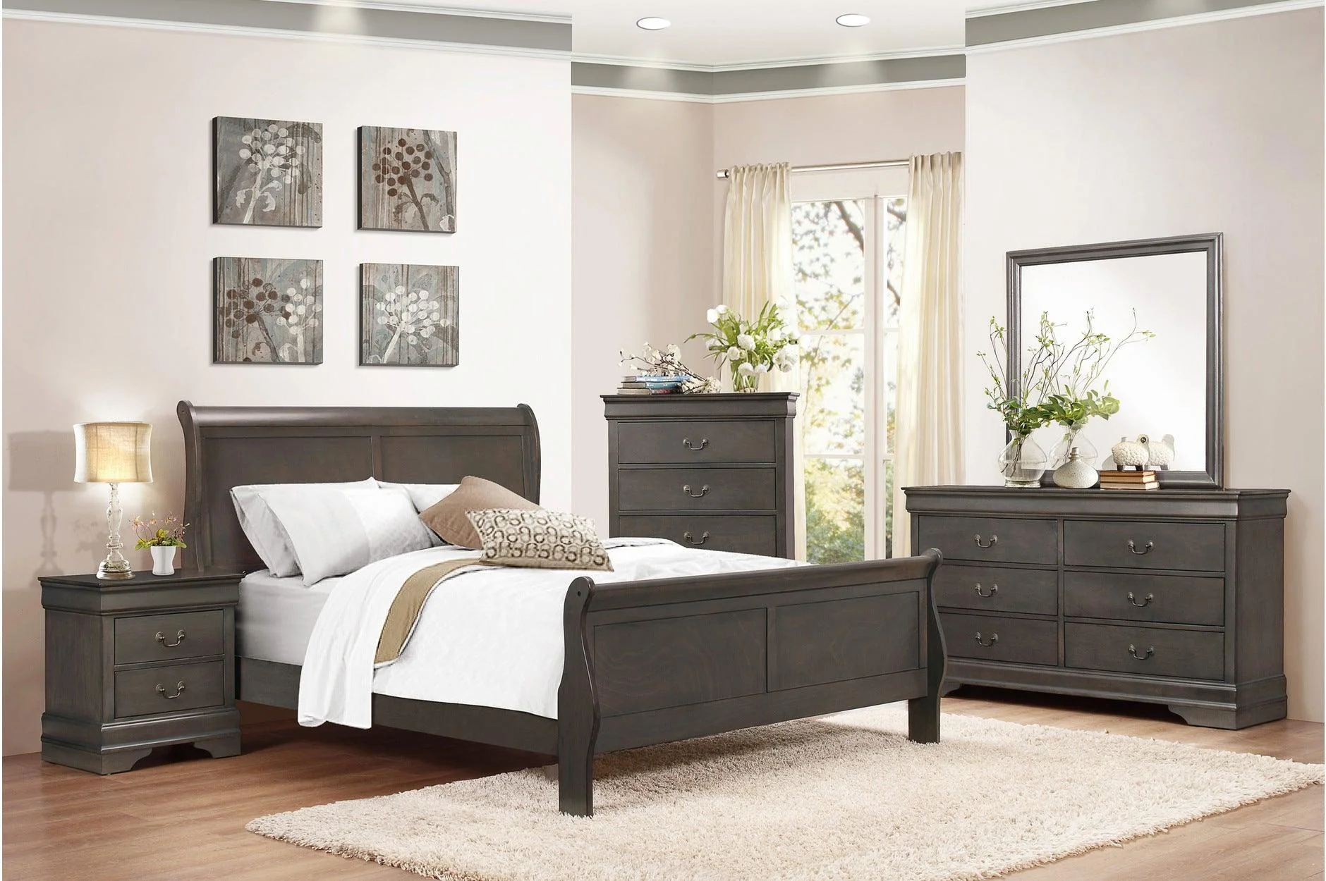 Mayville Stained Gray Sleigh Bedroom Set - Image 1