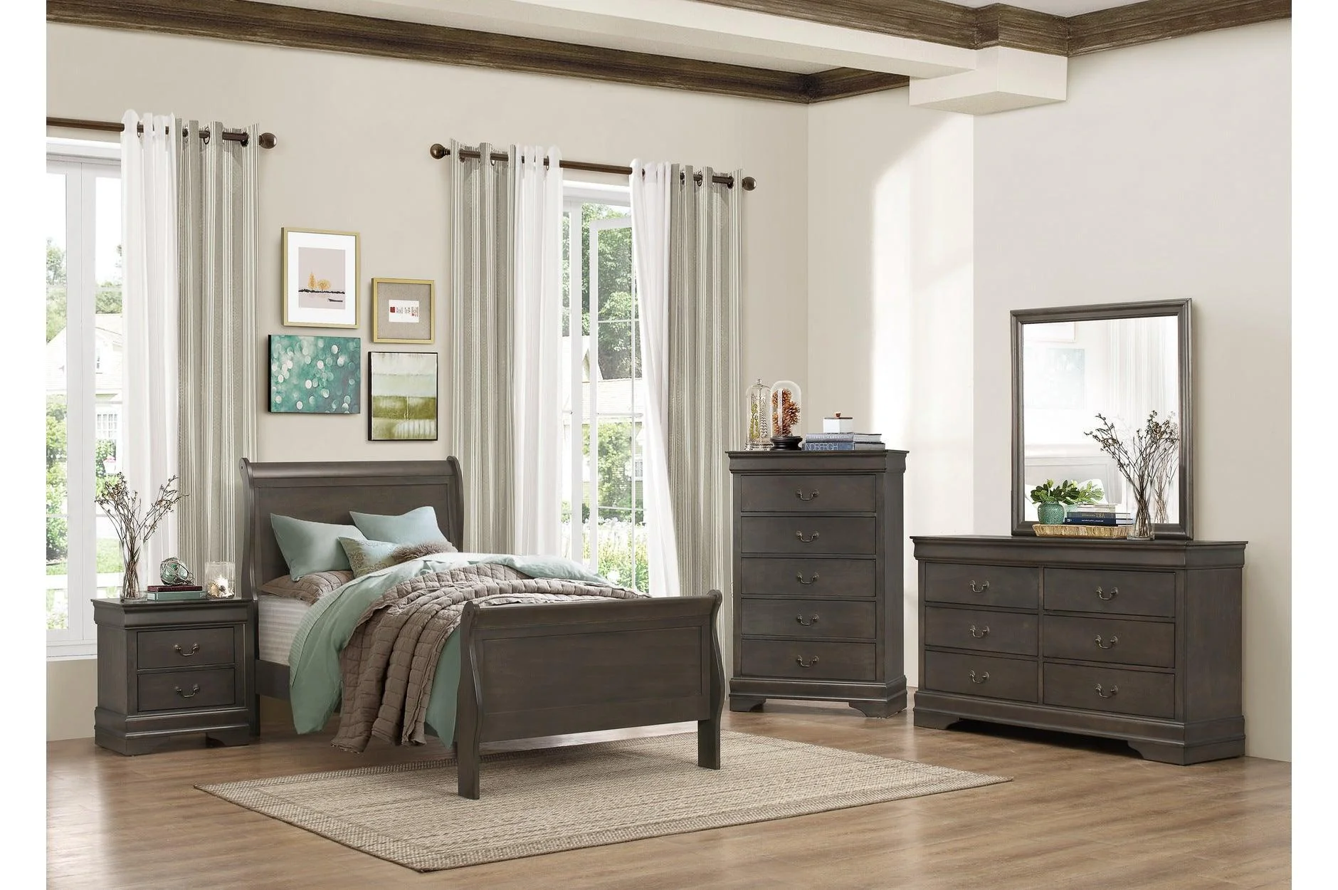 Mayville Stained Gray Sleigh Bedroom Set - Image 2