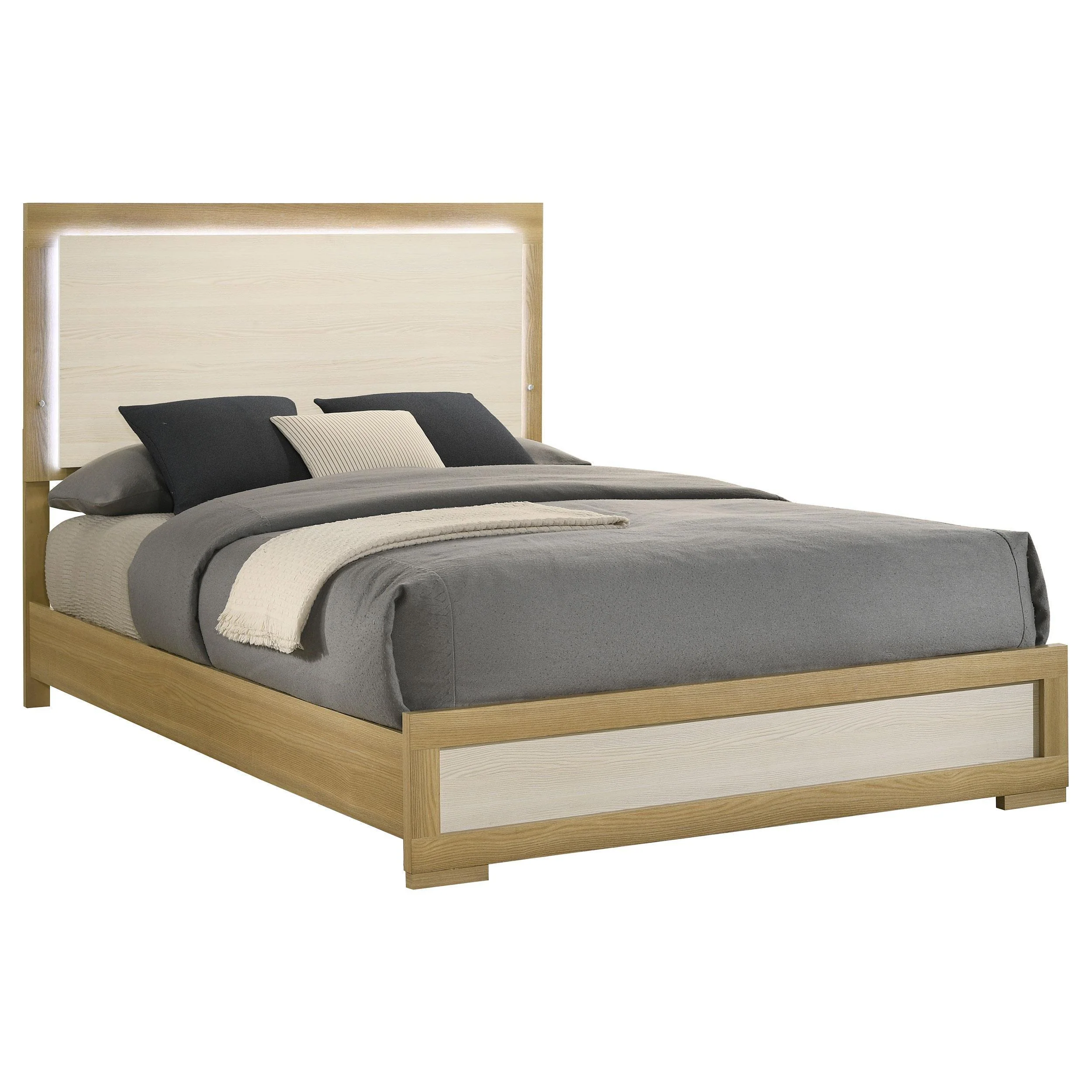 Hyland Natural White LED Panel Queen Bed - Image 2