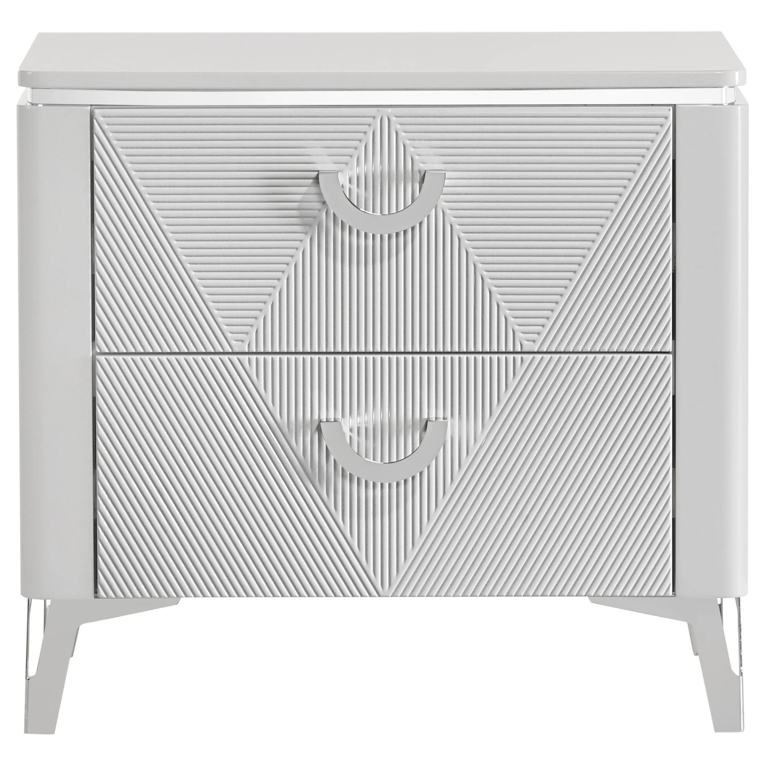 Cassia 2-drawer Nightstand Bedside Table White High Gloss - Image 3