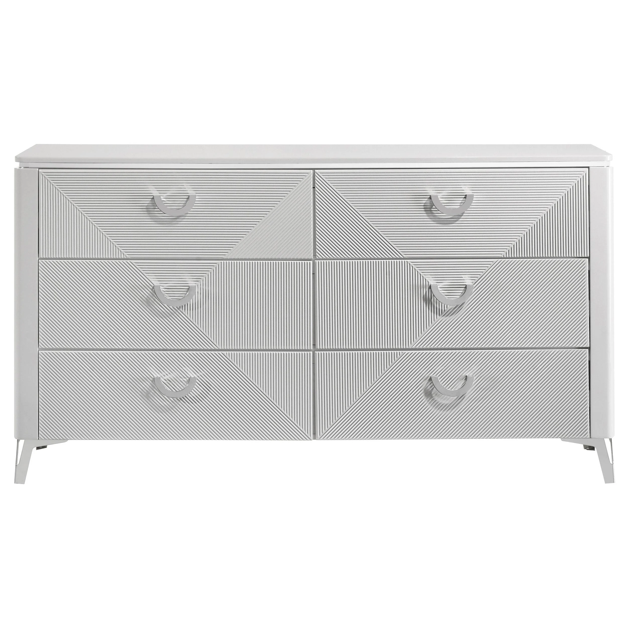 Cassia 6-drawer Bedroom Dresser Cabinet White High Gloss - Image 3