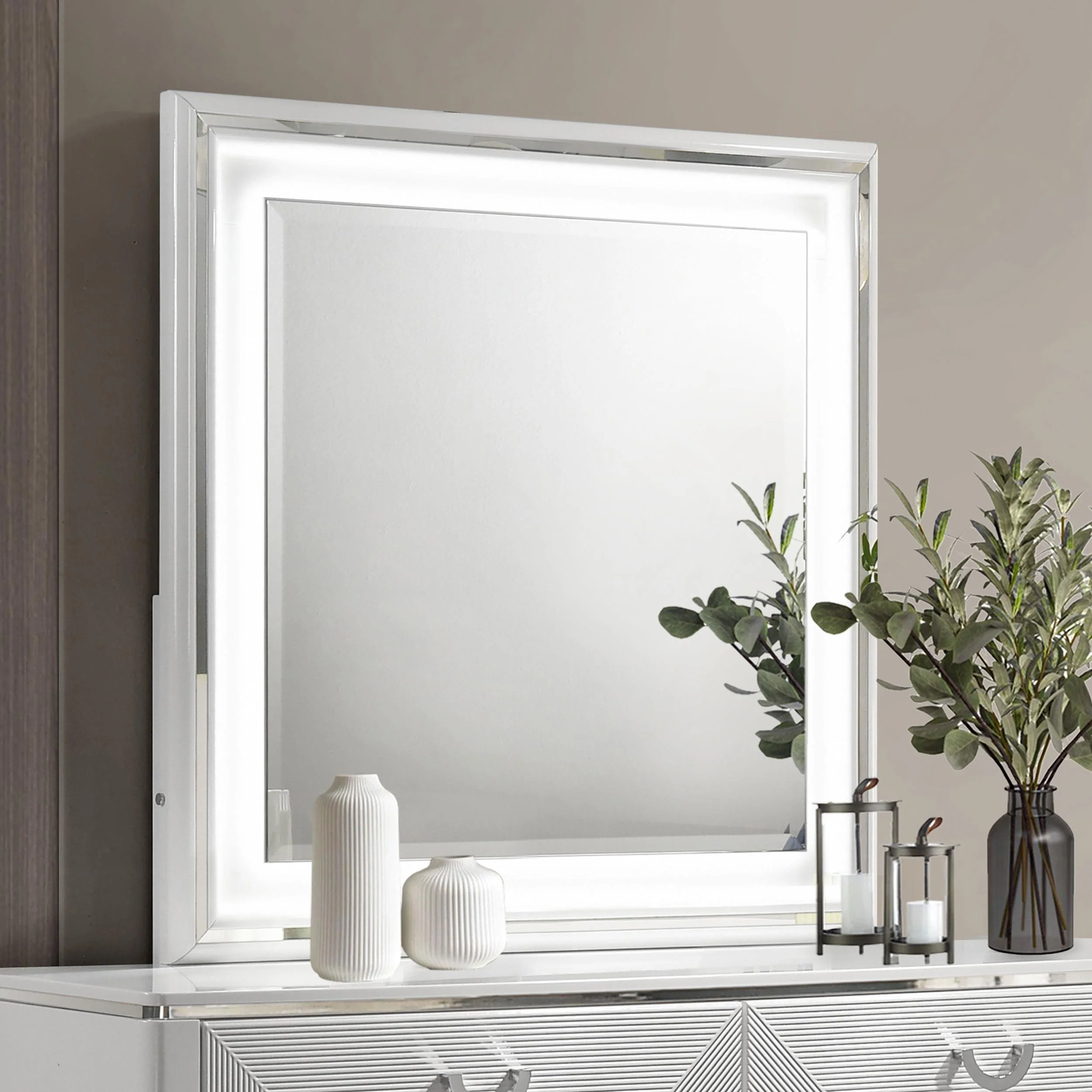 Cassia Dresser Mirror White High Gloss - Image 2