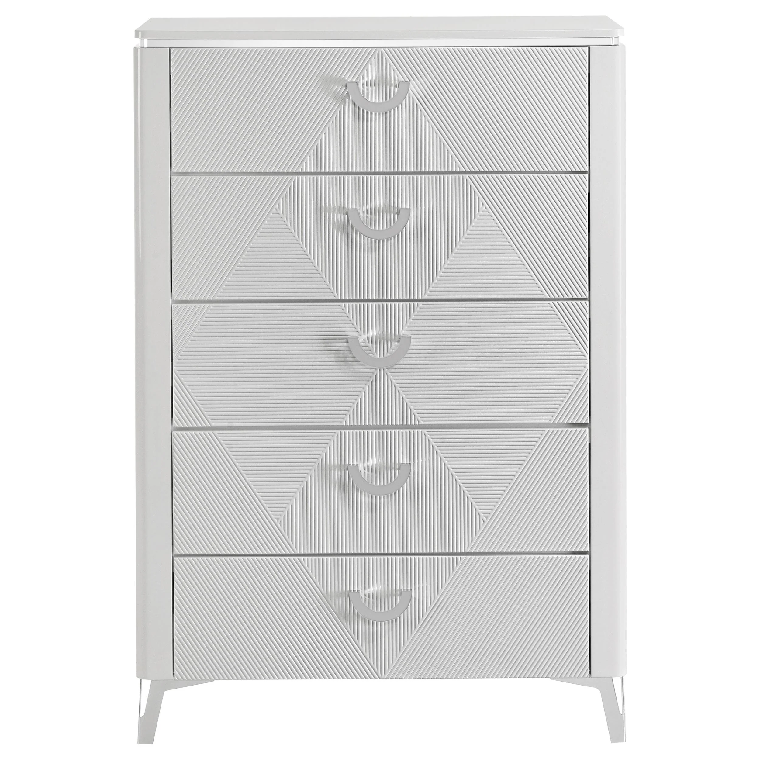 Cassia 5-drawer Bedroom Chest of Drawers White High Gloss - Image 3