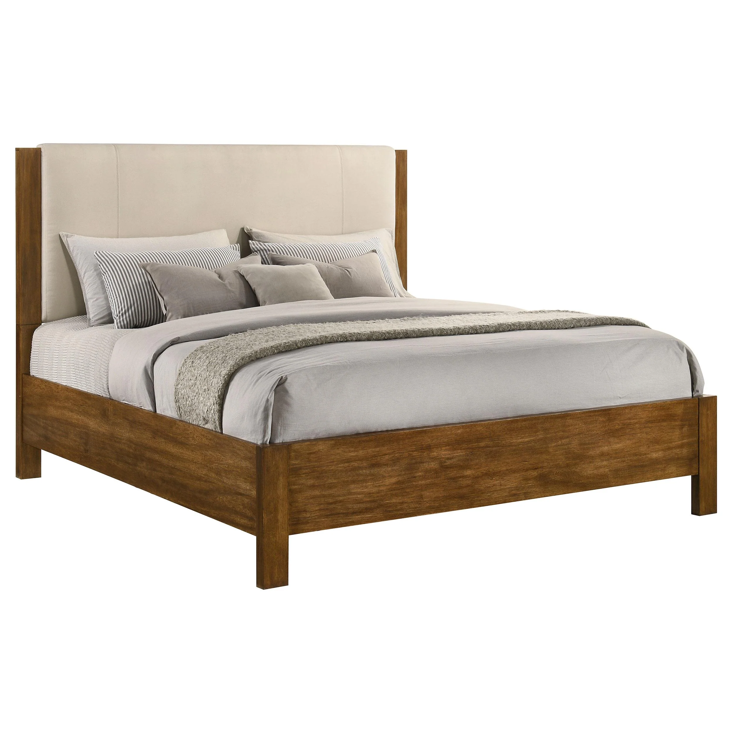Adderley Eastern King Wood Panel Bed Cream and Warm Brown - Image 2