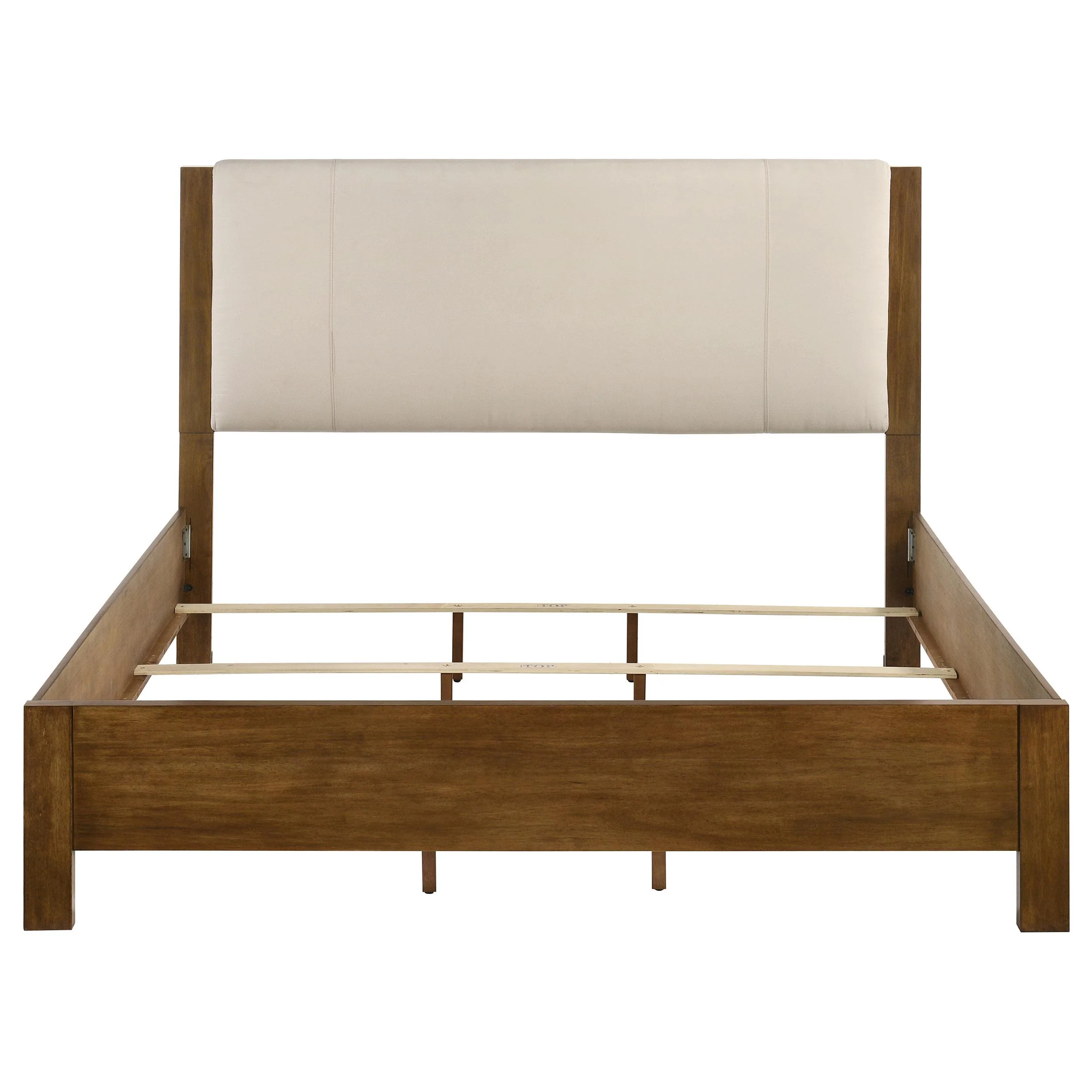 Adderley Eastern King Wood Panel Bed Cream and Warm Brown - Image 3