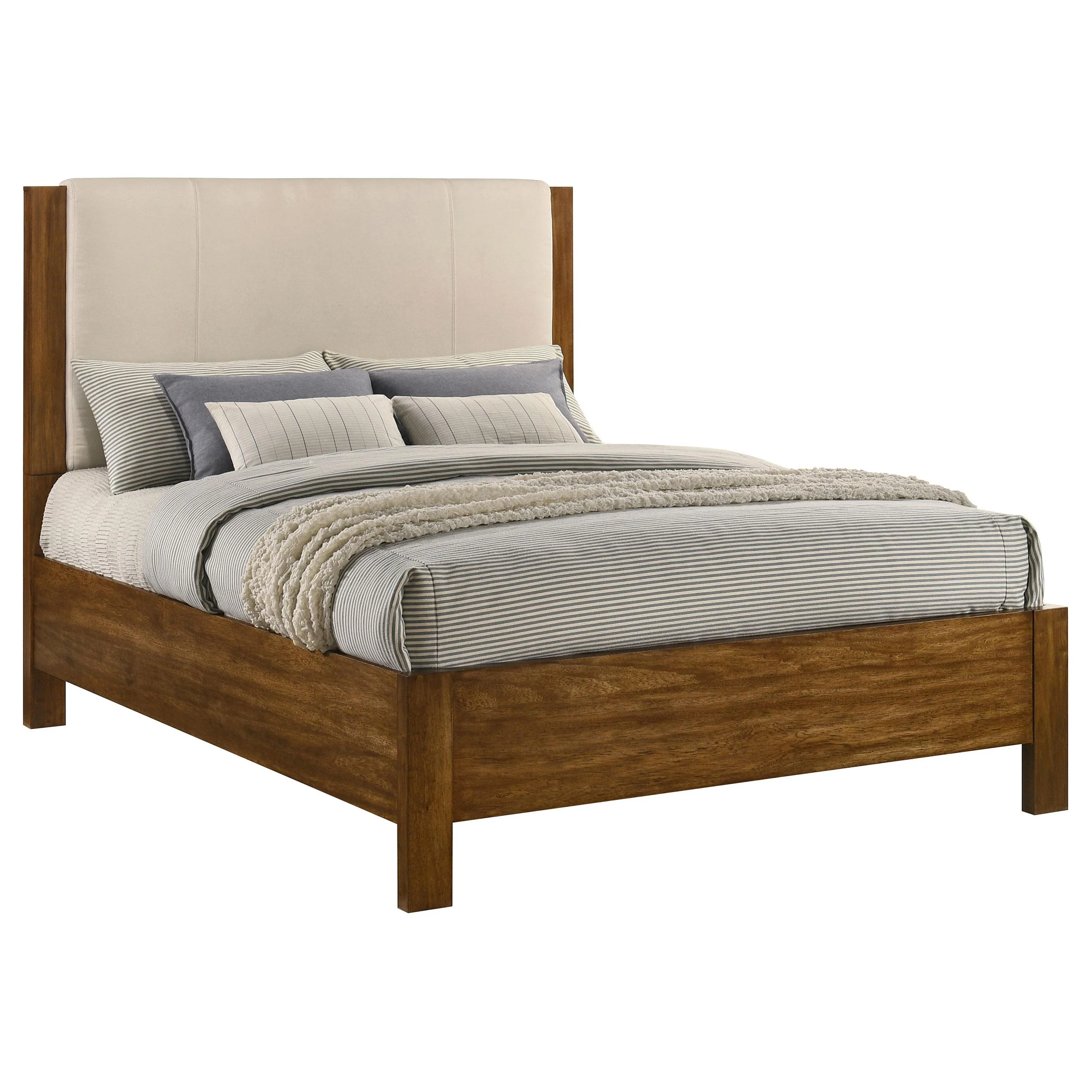 Adderley Queen Wood Panel Bed Cream and Warm Brown - Image 2