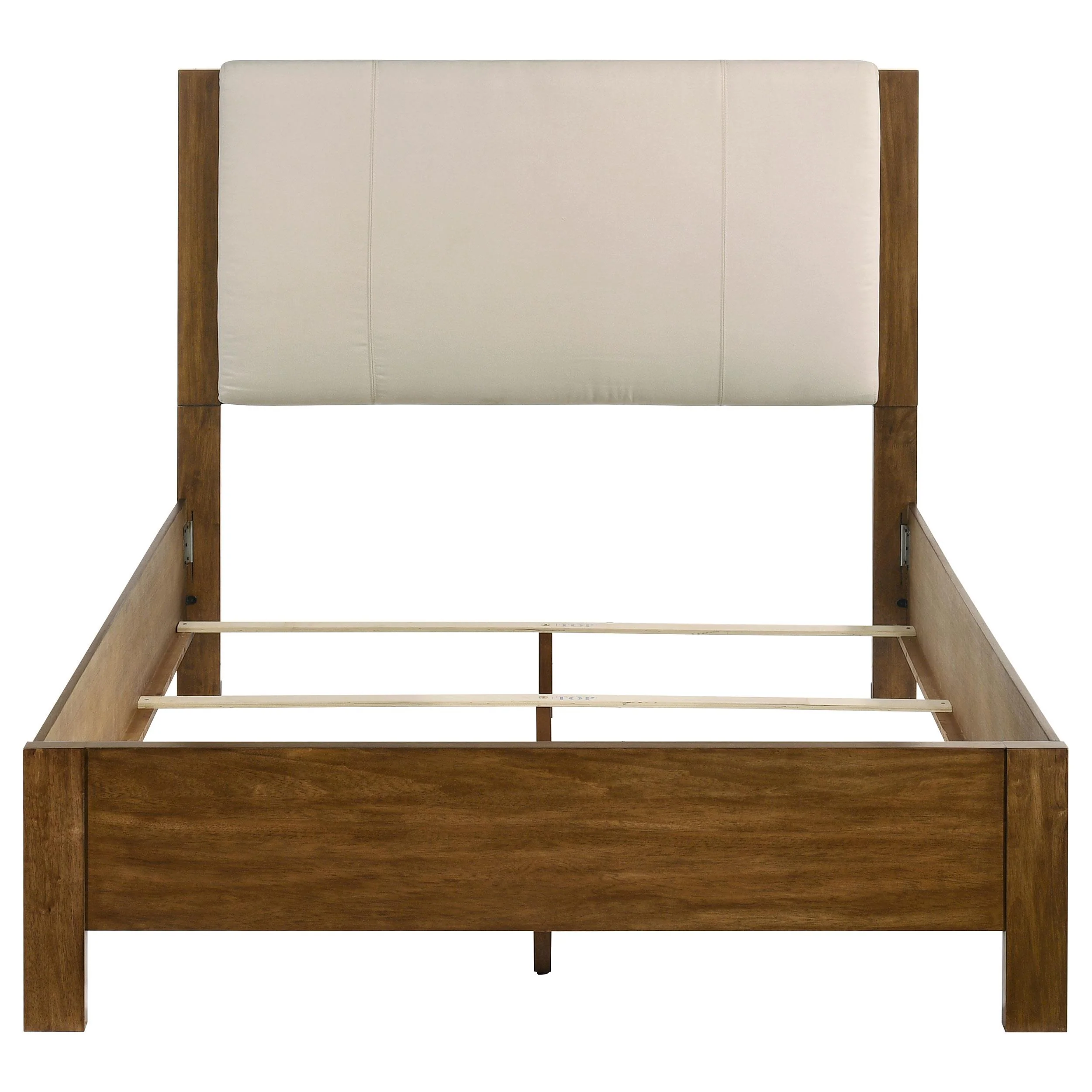 Adderley Queen Wood Panel Bed Cream and Warm Brown - Image 3