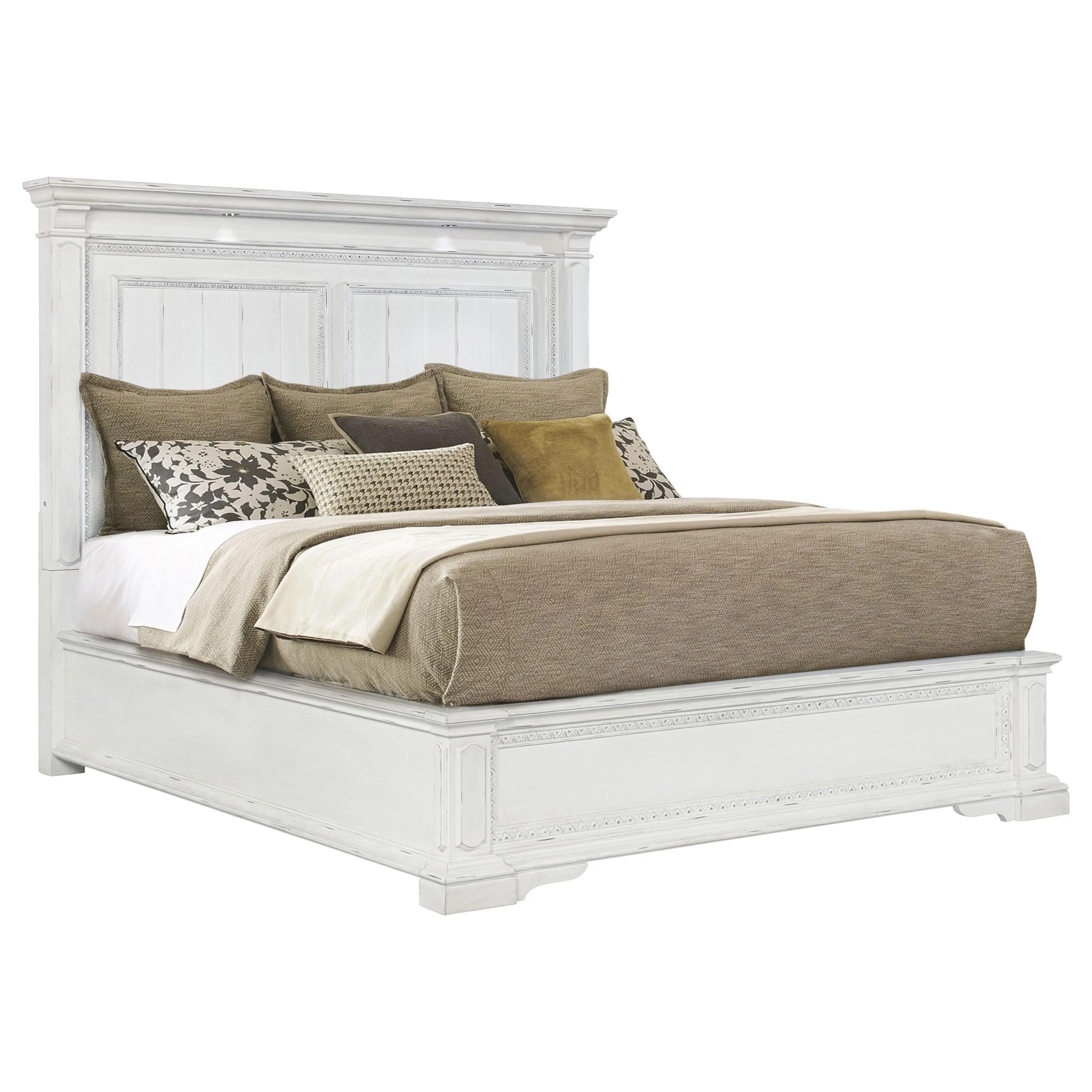 McKinney Eastern King LED Light Panel Bed Vintage White - Image 3