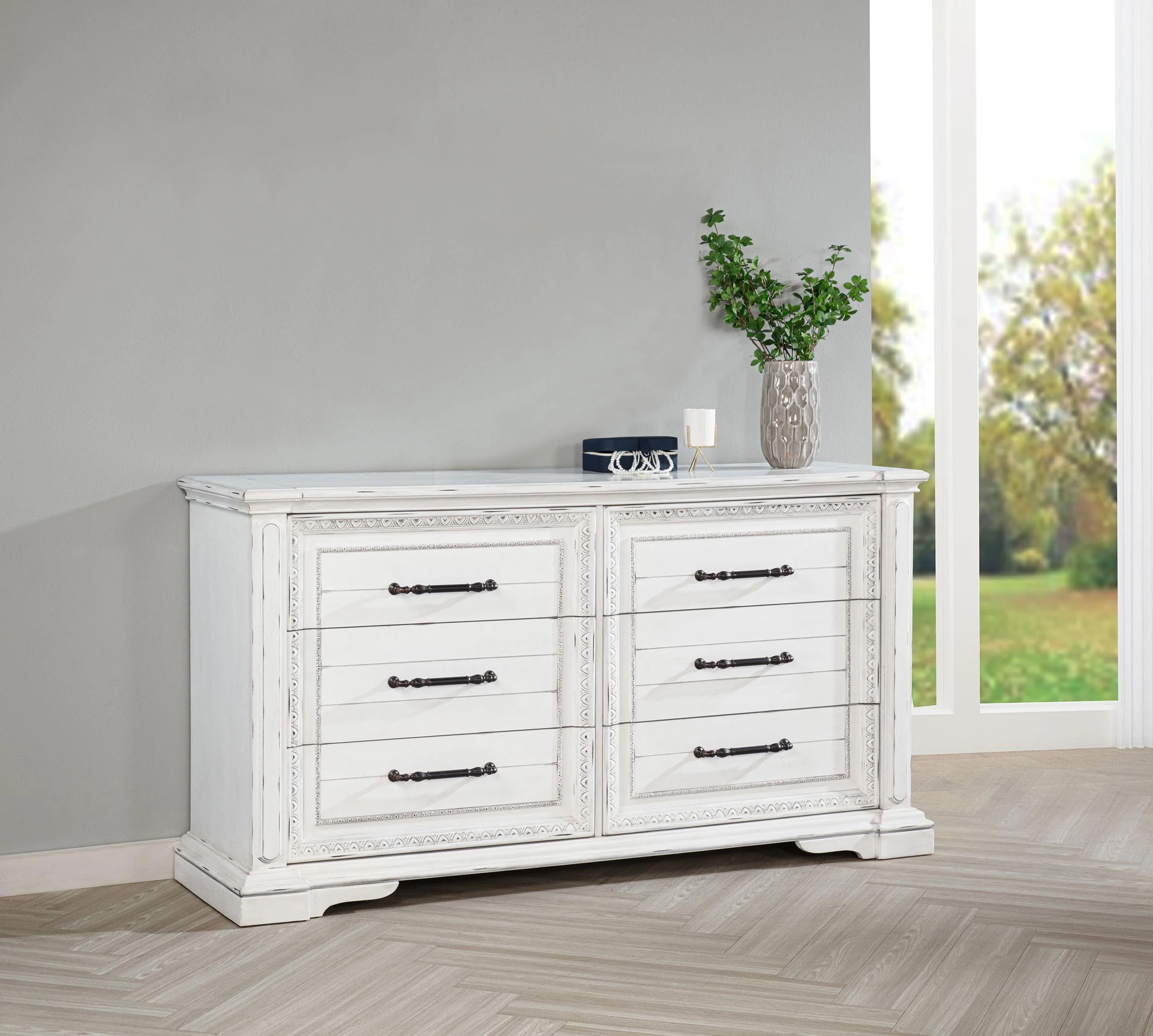 McKinney 6-drawer Bedroom Dresser Cabinet Vintage White - Image 2