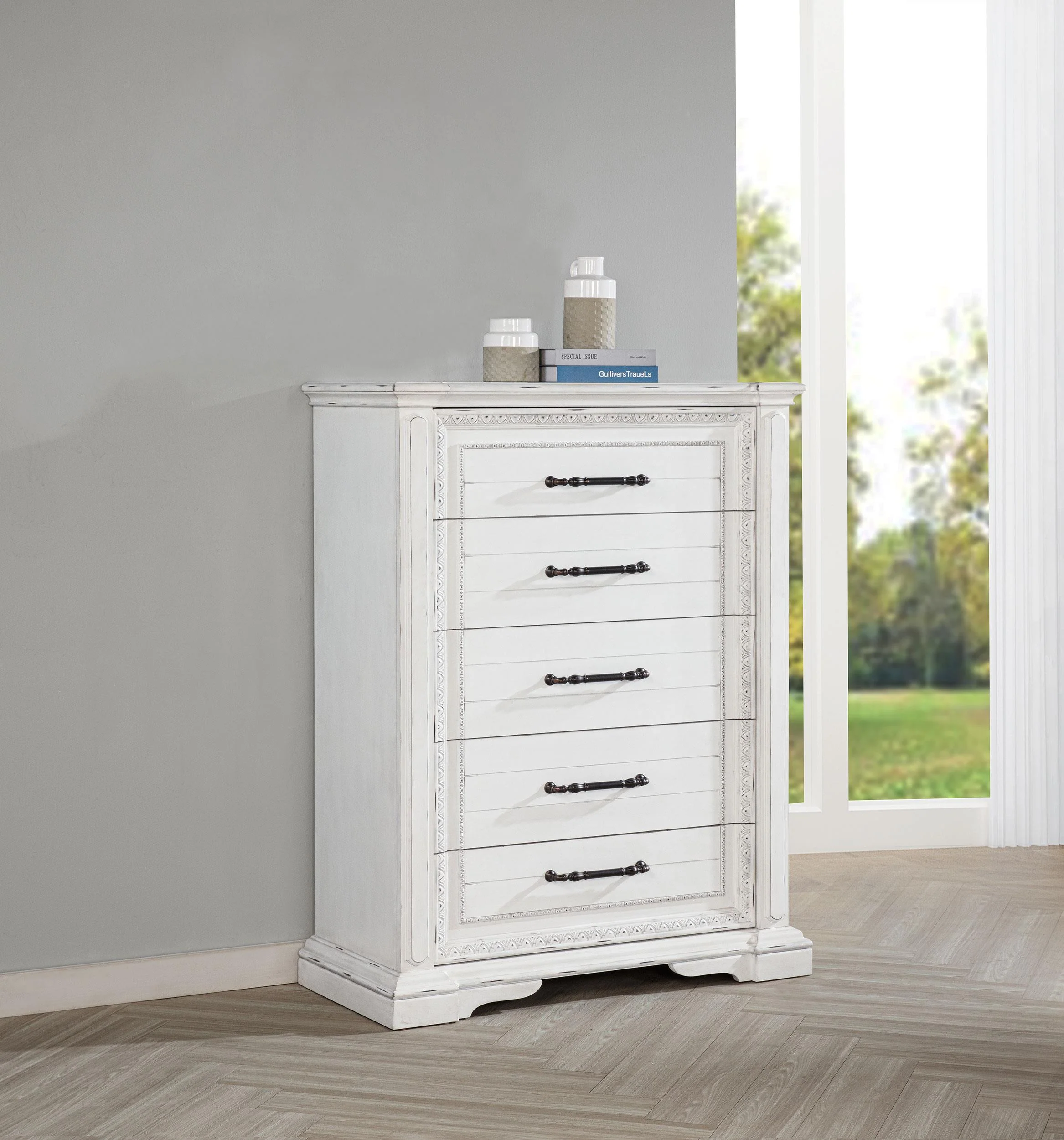 McKinney 5-drawer Bedroom Chest of Drawers Vintage White - Image 2