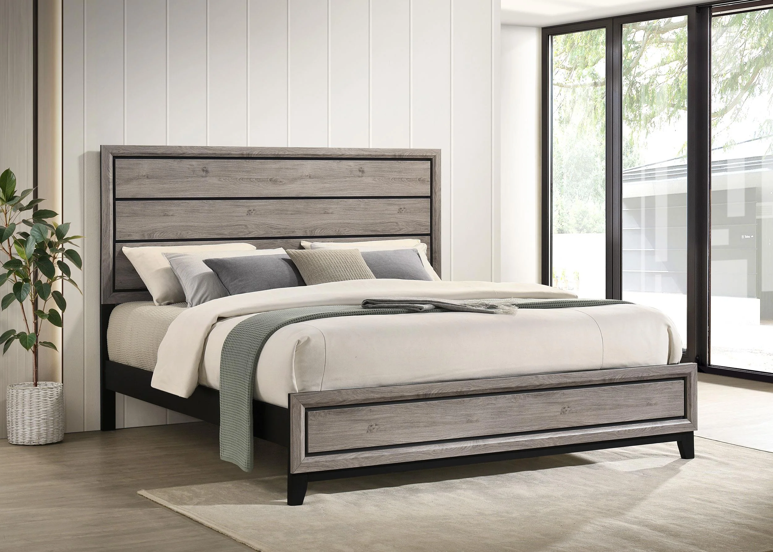 Watson Wood Eastern King Panel Bed Light Taupe - Image 2