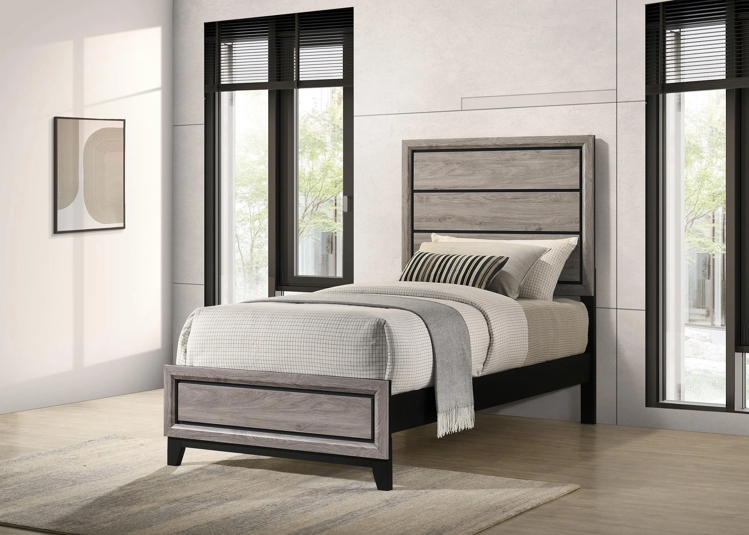 Watson Wood Twin Panel Bed Light Taupe - Image 2