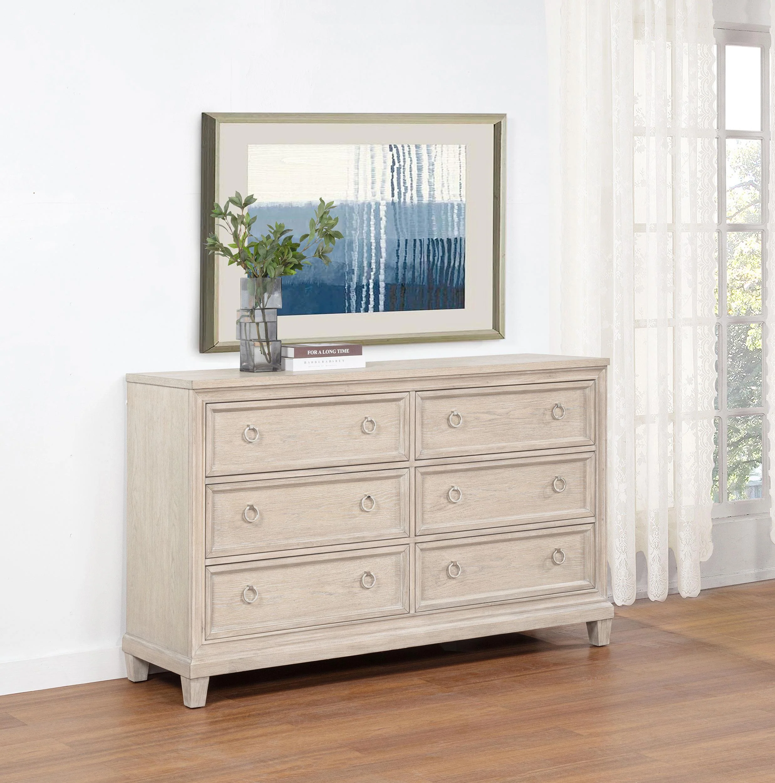 Pembroke 6-drawer Bedroom Dresser Cabinet Washed Oak - Image 2