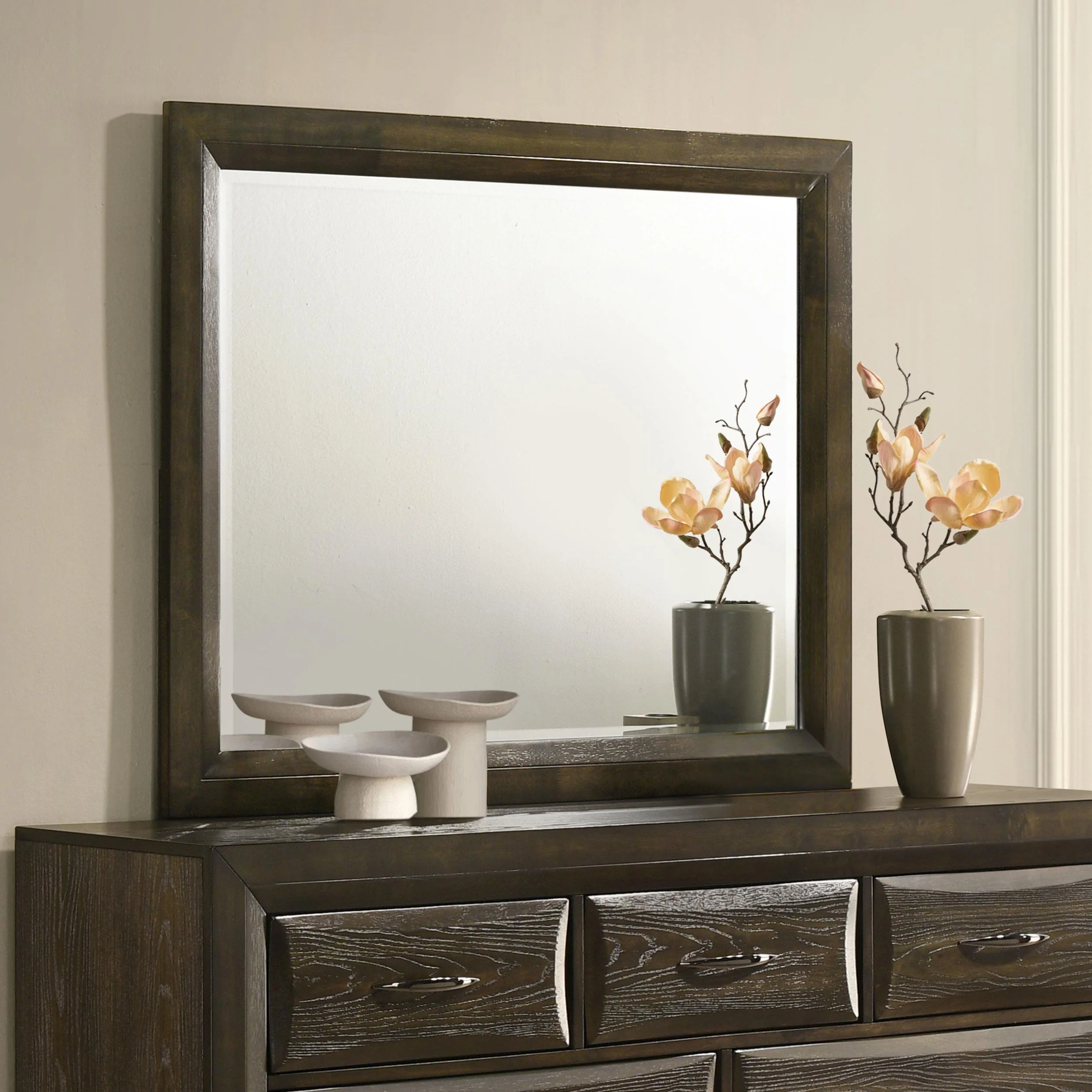 Atlas Bedroom Dresser Mirror Dark Oak - Image 2