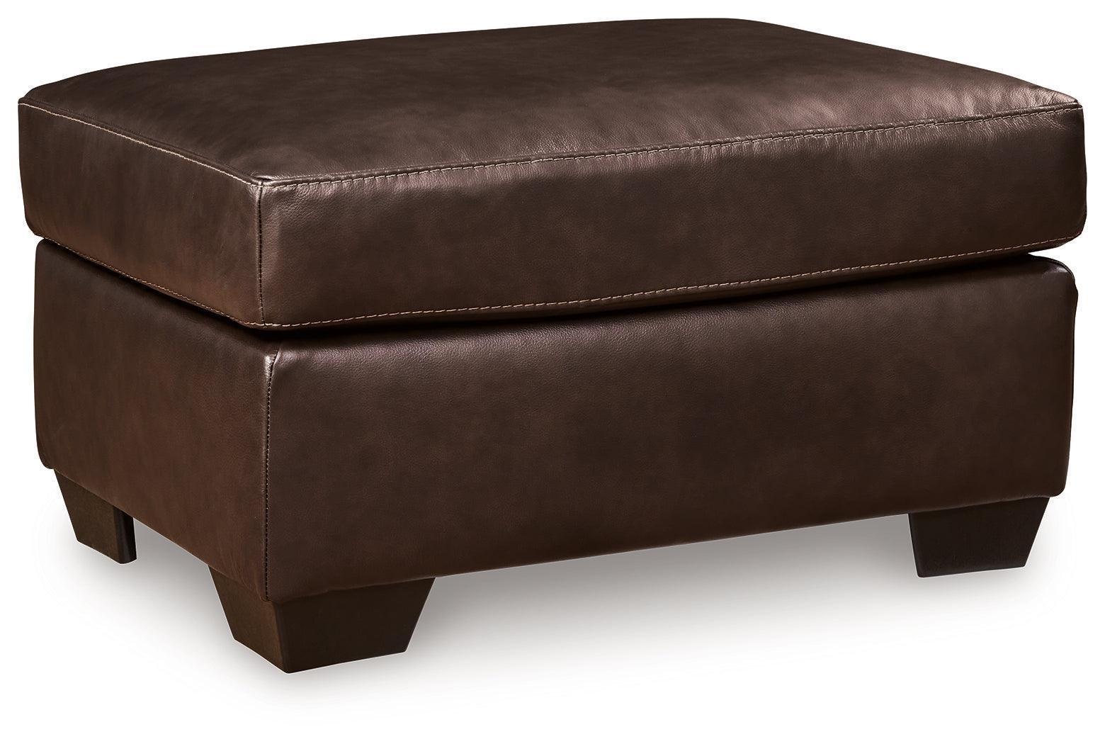 Santorine Dark Brown Leather Ottoman - Image 2