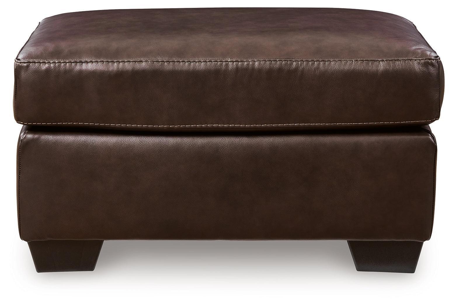 Santorine Dark Brown Leather Ottoman - Image 3