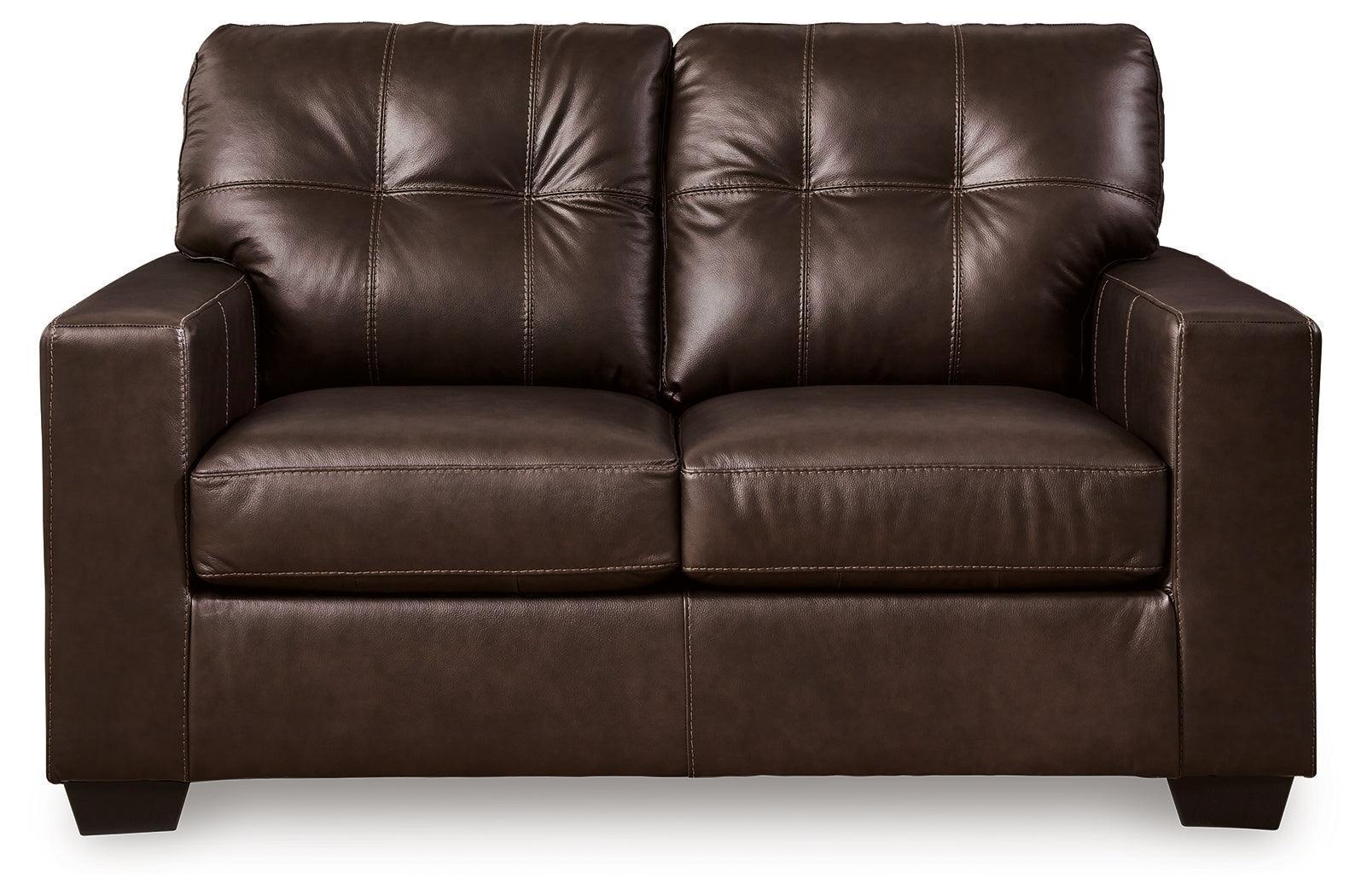 Santorine Dark Brown Leather Loveseat - Image 3