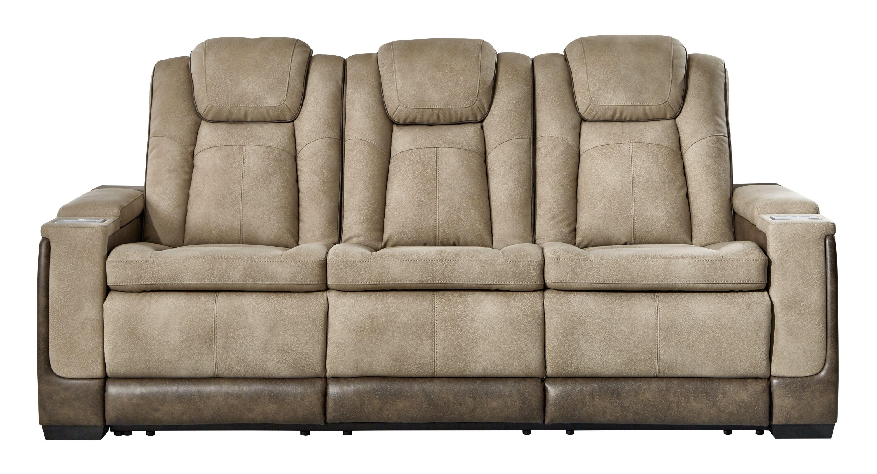 Next-Gen Durapella Sand Faux Leather Power Reclining Sofa - Image 3
