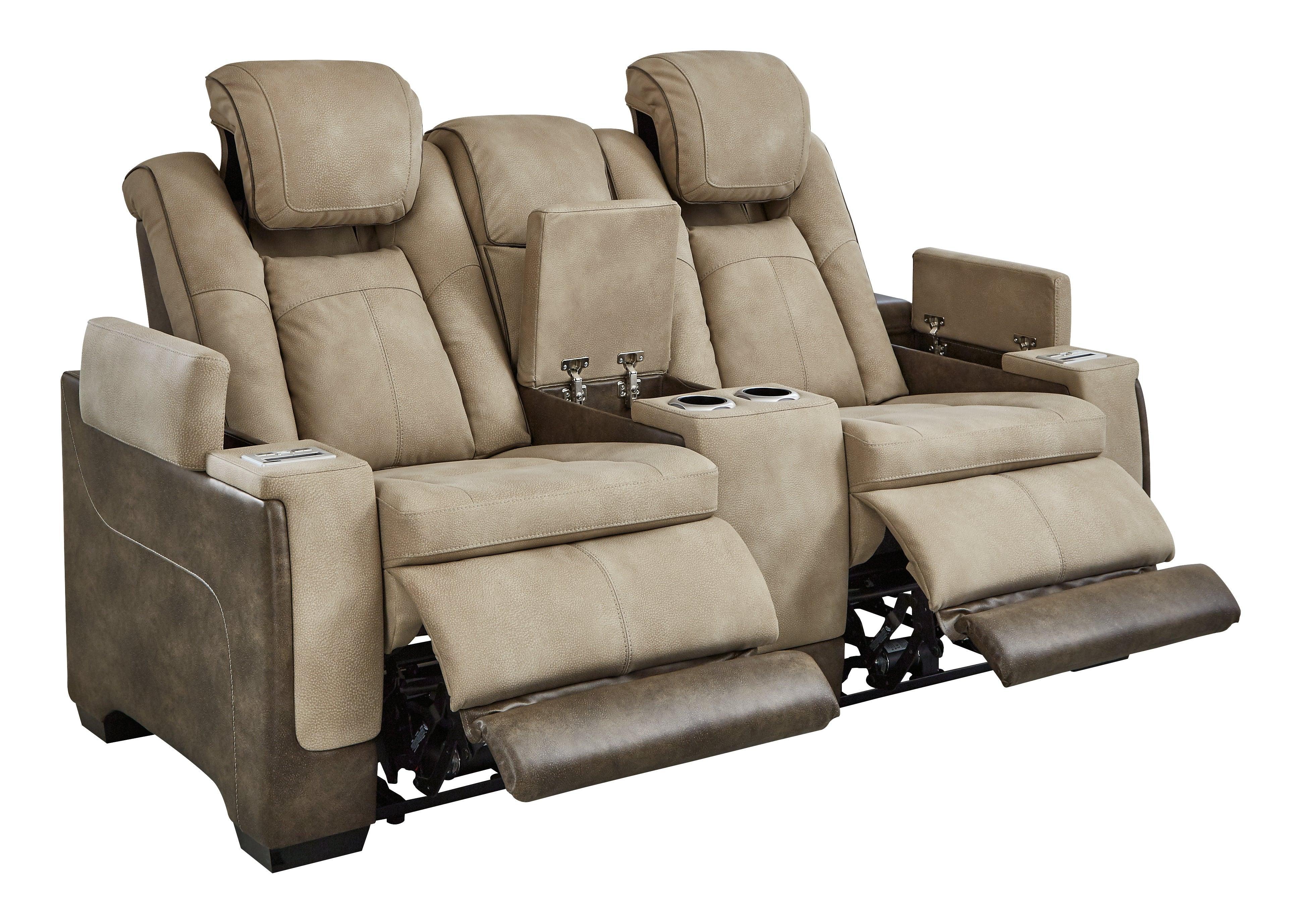 Next-Gen Durapella Sand Faux Leather Power Reclining Loveseat With Console - Image 2