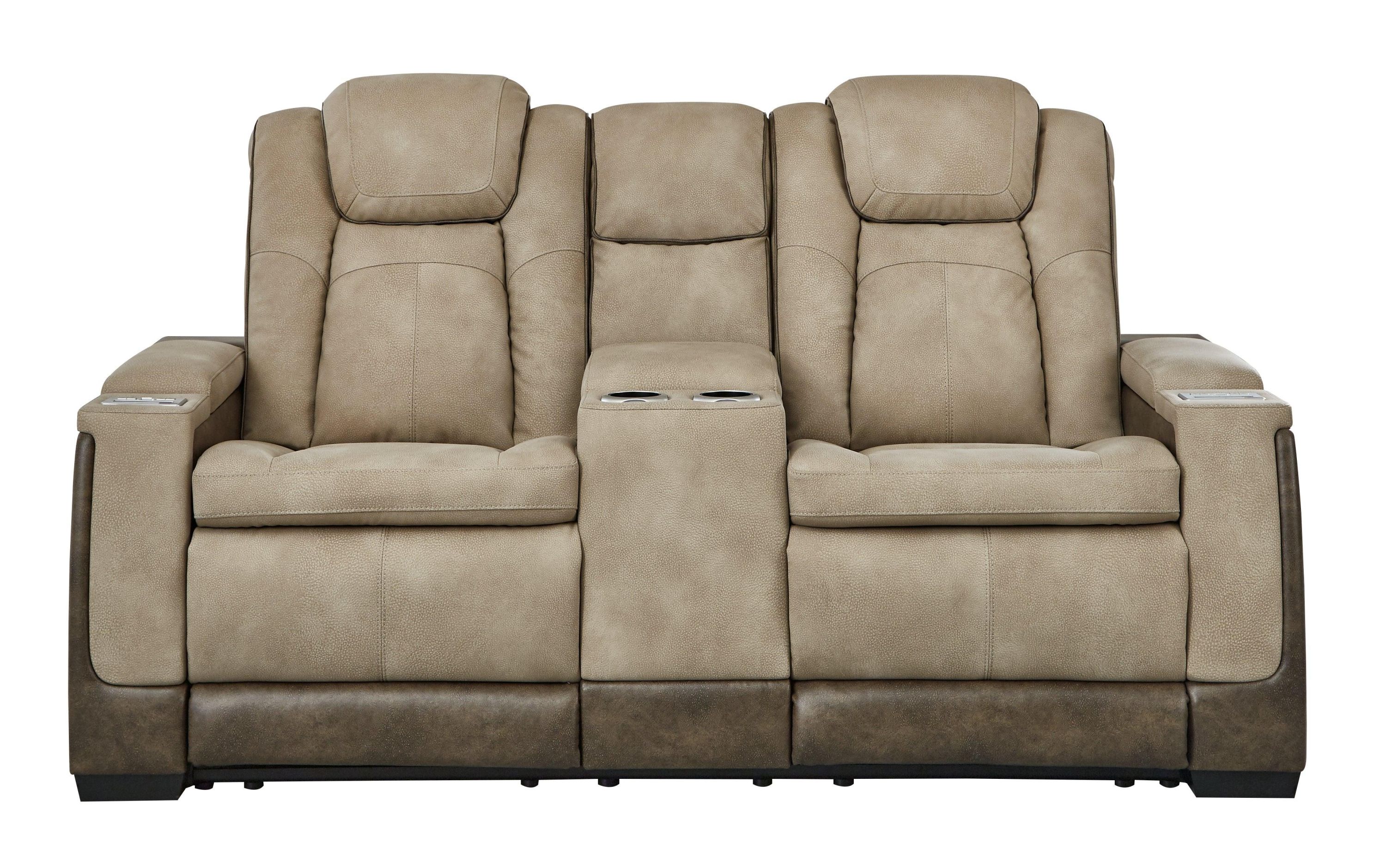 Next-Gen Durapella Sand Faux Leather Power Reclining Loveseat With Console - Image 3