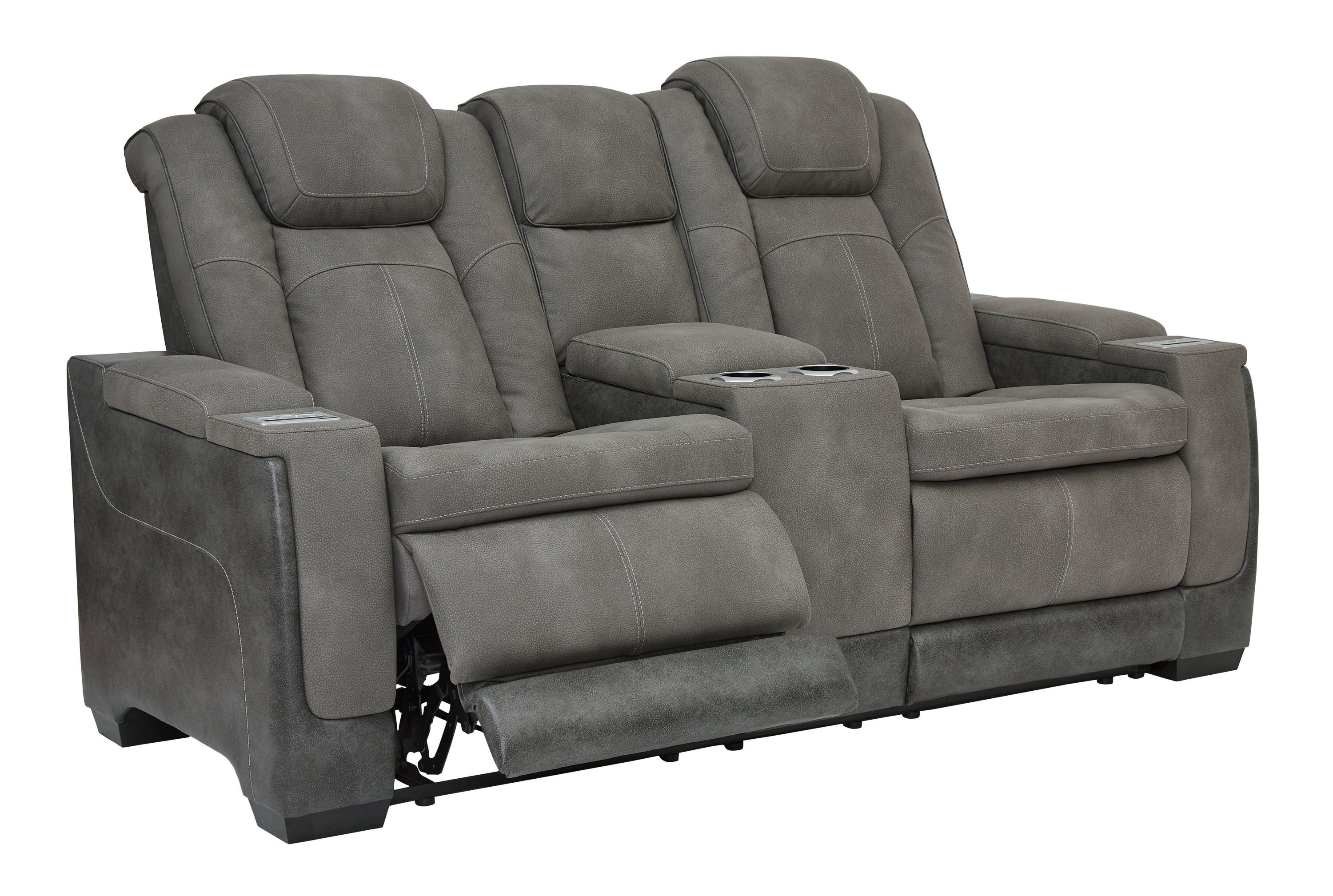 Next-Gen Durapella Slate Faux Leather Power Reclining Loveseat With Console - Image 2