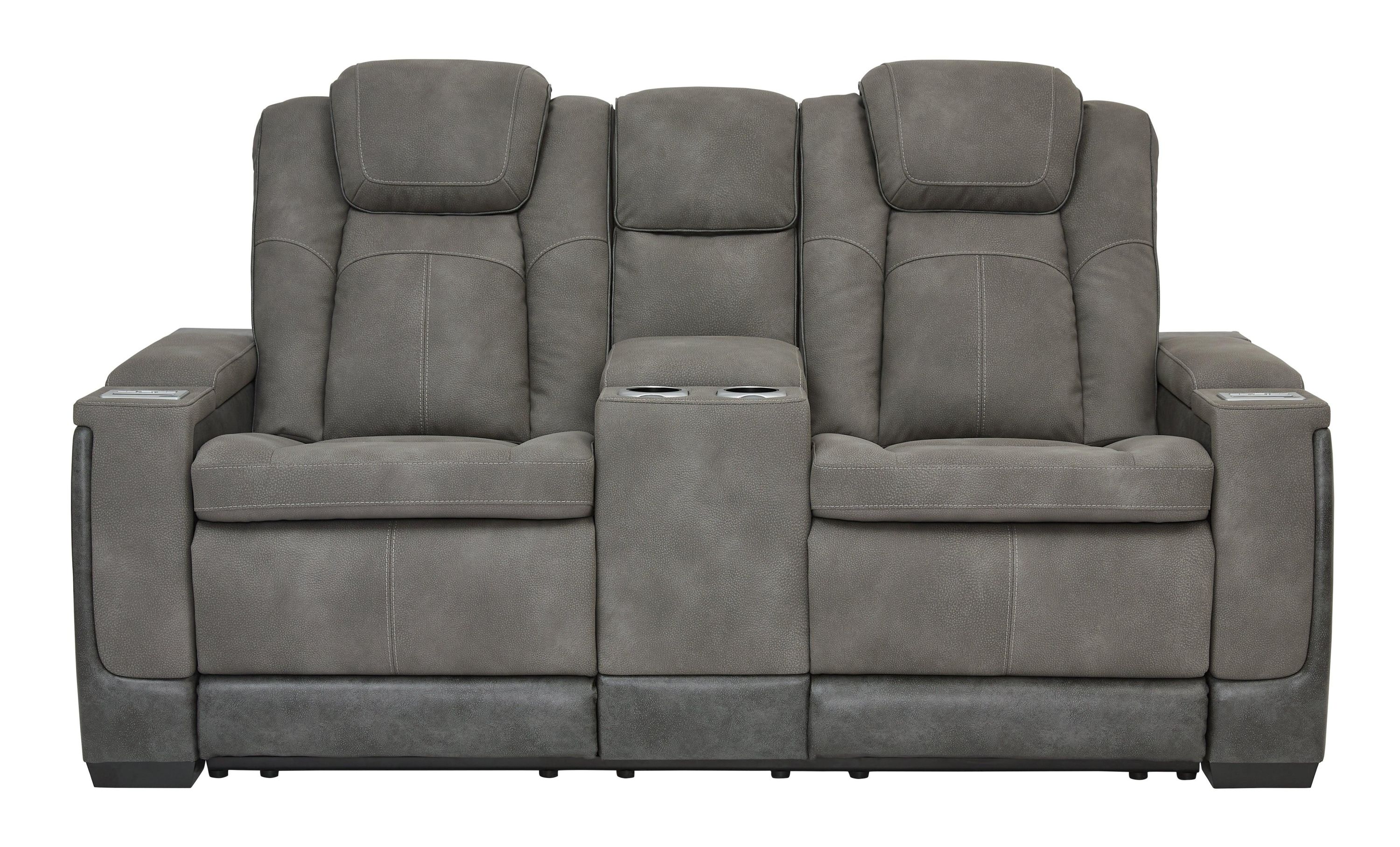Next-Gen Durapella Slate Faux Leather Power Reclining Loveseat With Console - Image 3