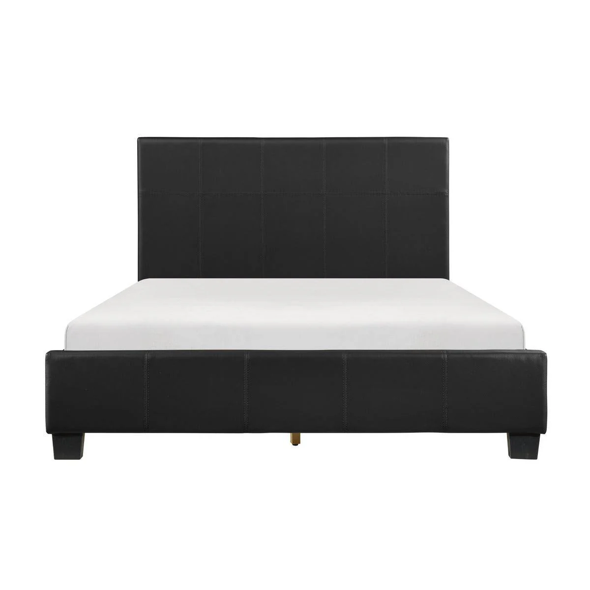 Lorenzi Black Faux Leather Panel Queen Bed - Image 1