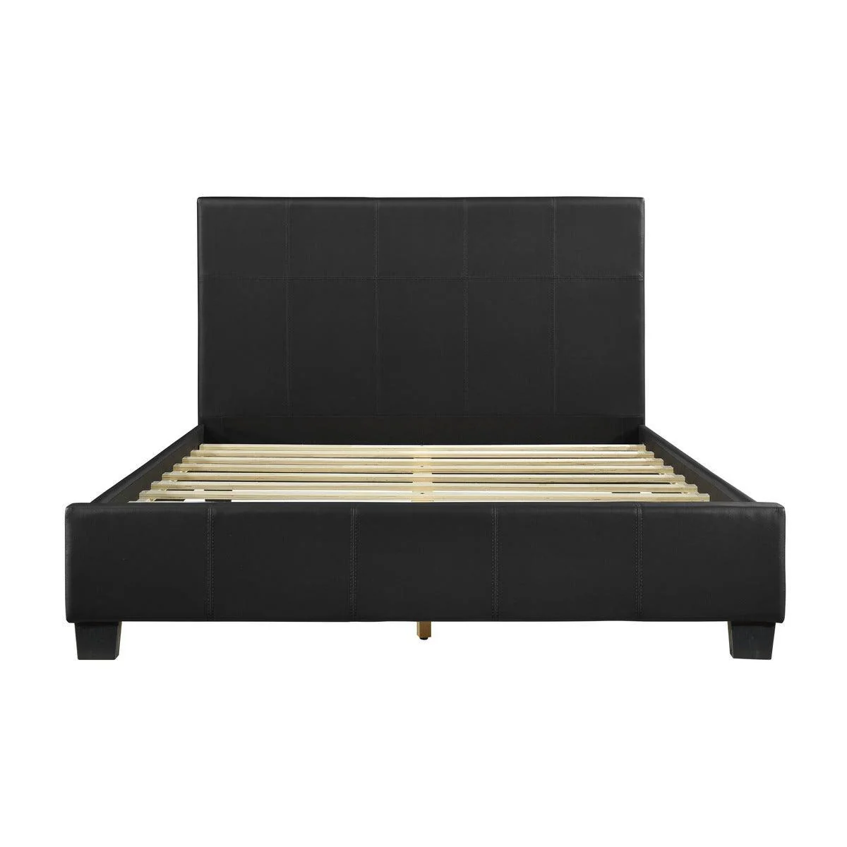 Lorenzi Black Faux Leather Platform Queen Bed - Image 2