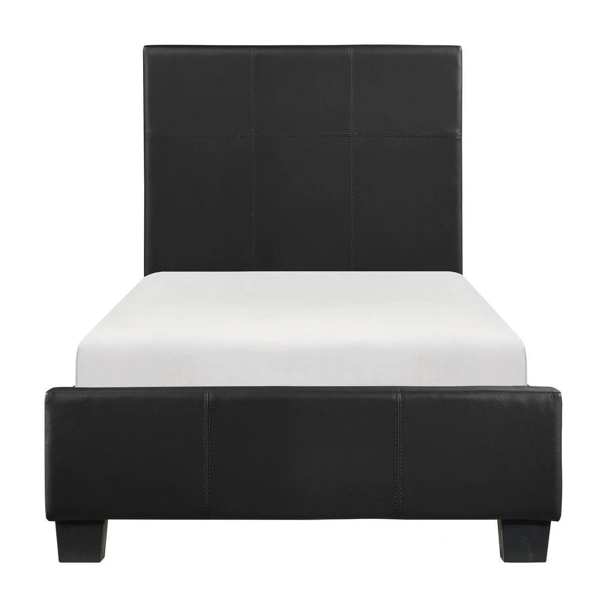 Lorenzi Black Faux Leather Platform Twin Bed - Image 1