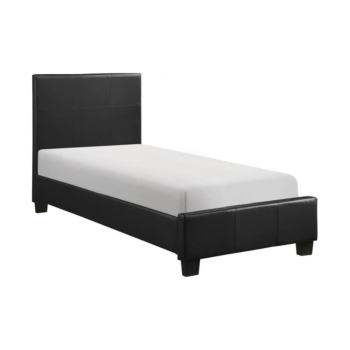 Lorenzi Black Faux Leather Platform Twin Bed - Image 2
