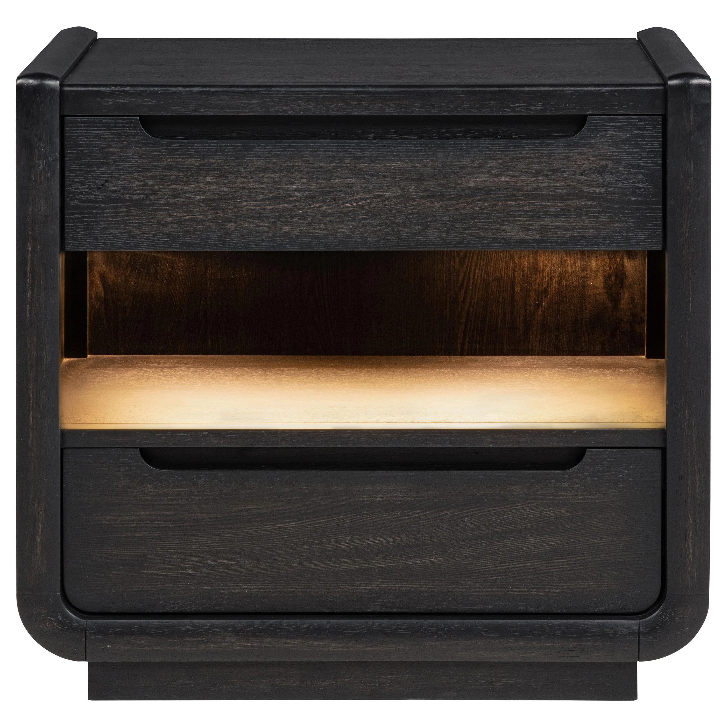 Leandro 2-drawer LED Nightstand with USB Burnished Black - Image 2