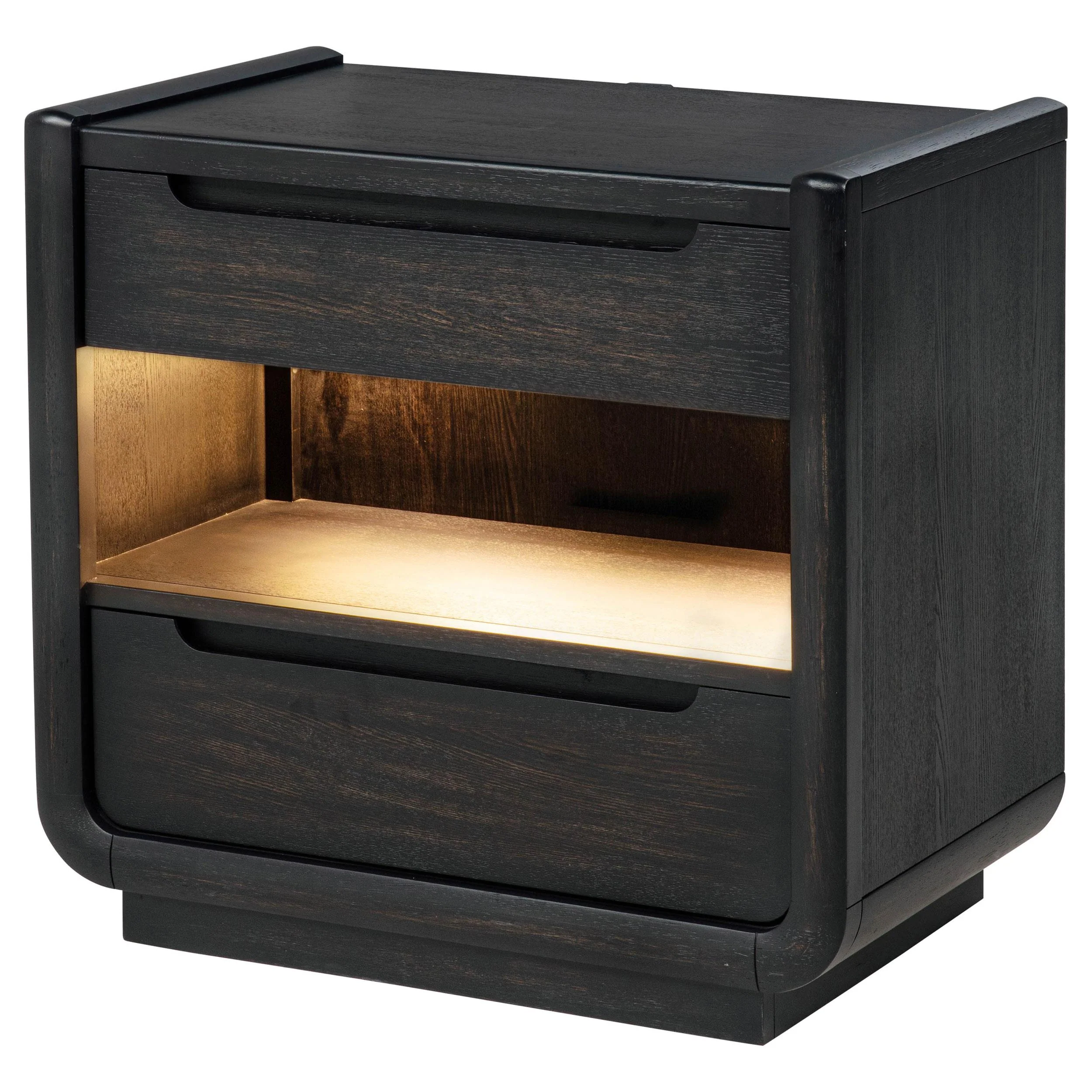 Leandro 2-drawer LED Nightstand with USB Burnished Black - Image 3