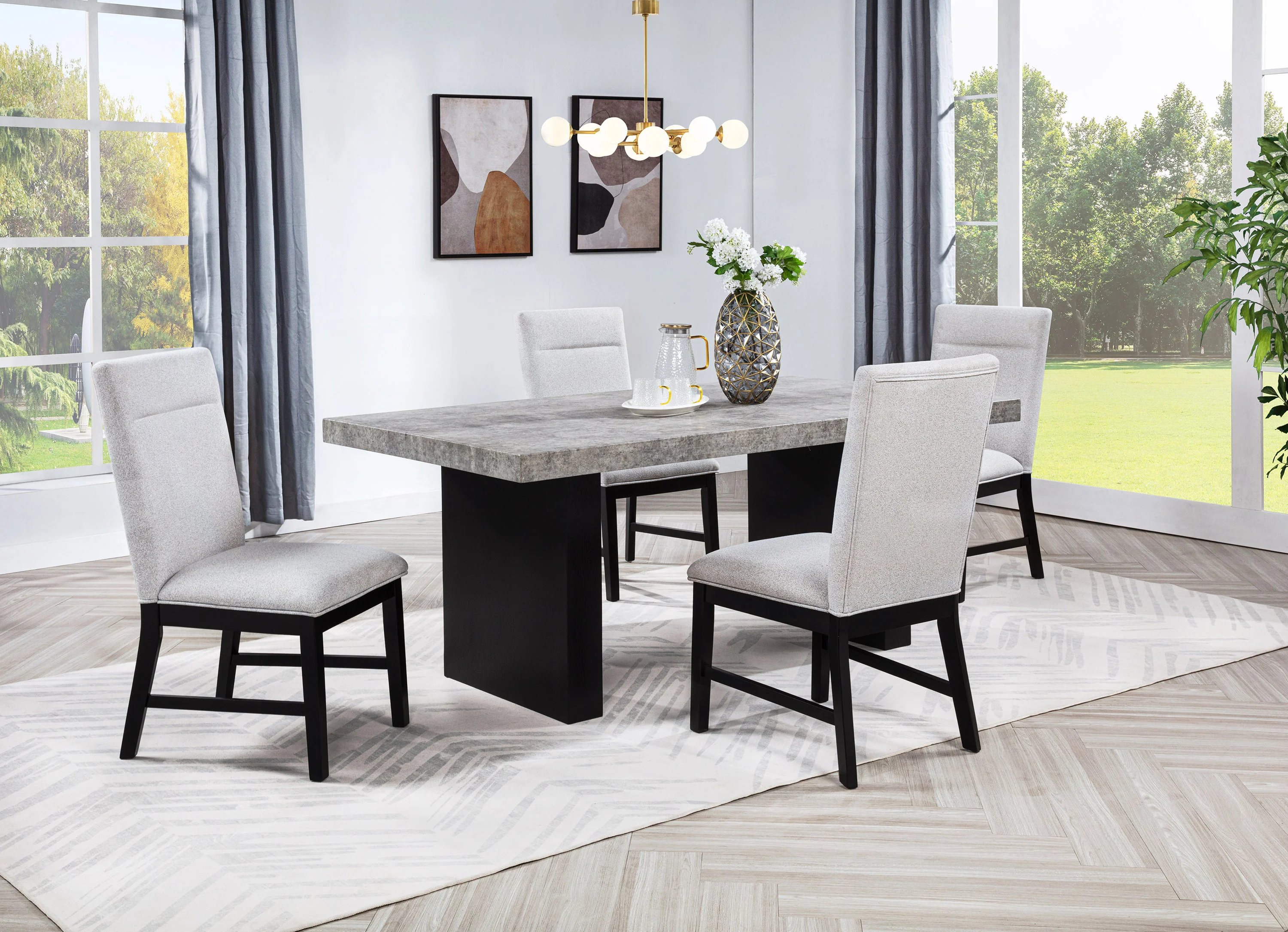 Sebastian Light Gray Black Rectangular Dining Room Set - Image 2