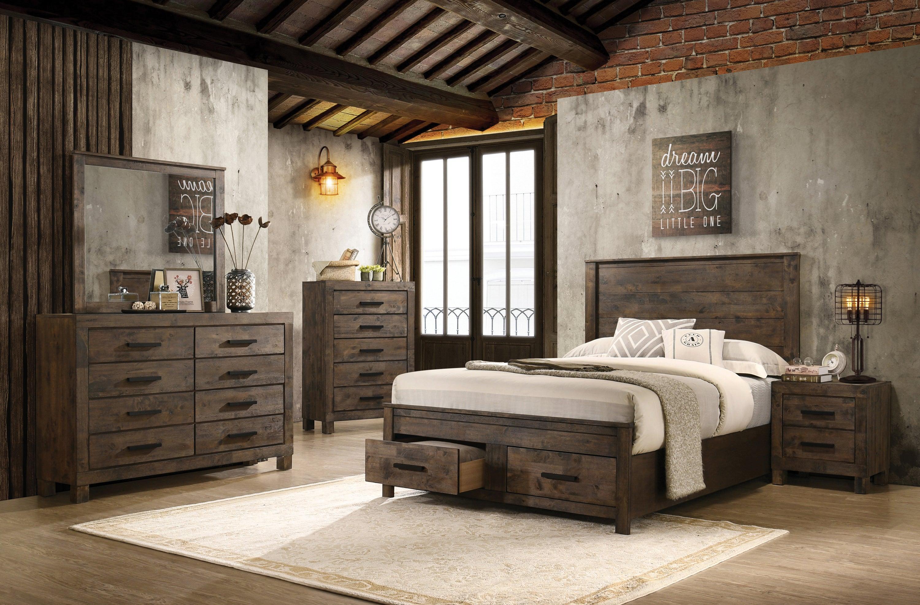 Woodmont King Storage Bed Rustic Golden Brown - Image 2