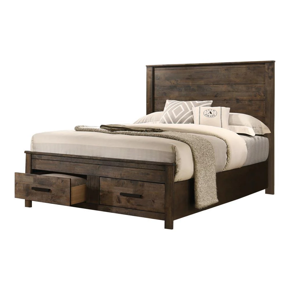 Woodmont King Storage Bed Rustic Golden Brown - Image 1
