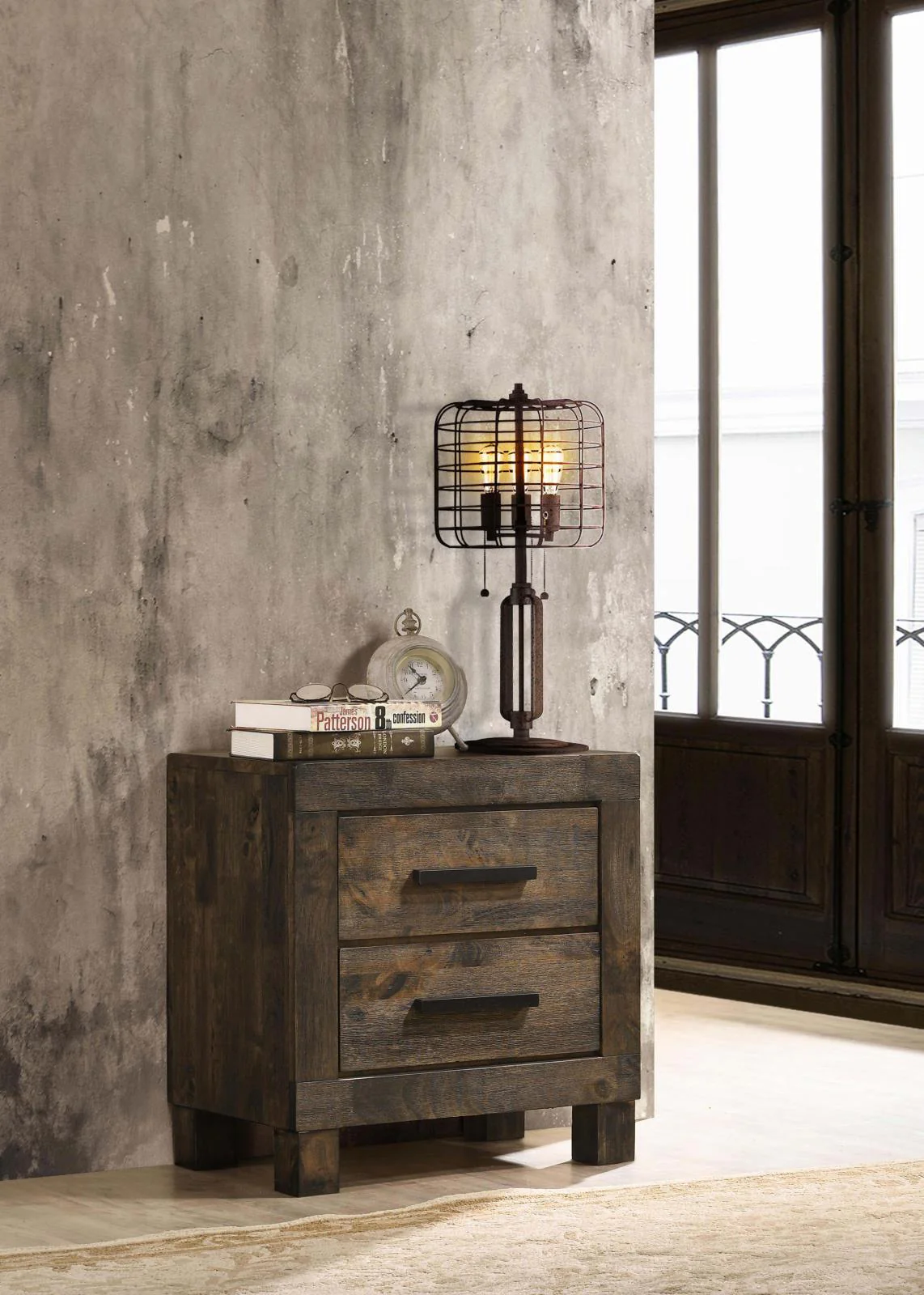 Woodmont 2 Drawer Nightstand Rustic Golden Brown - Image 1