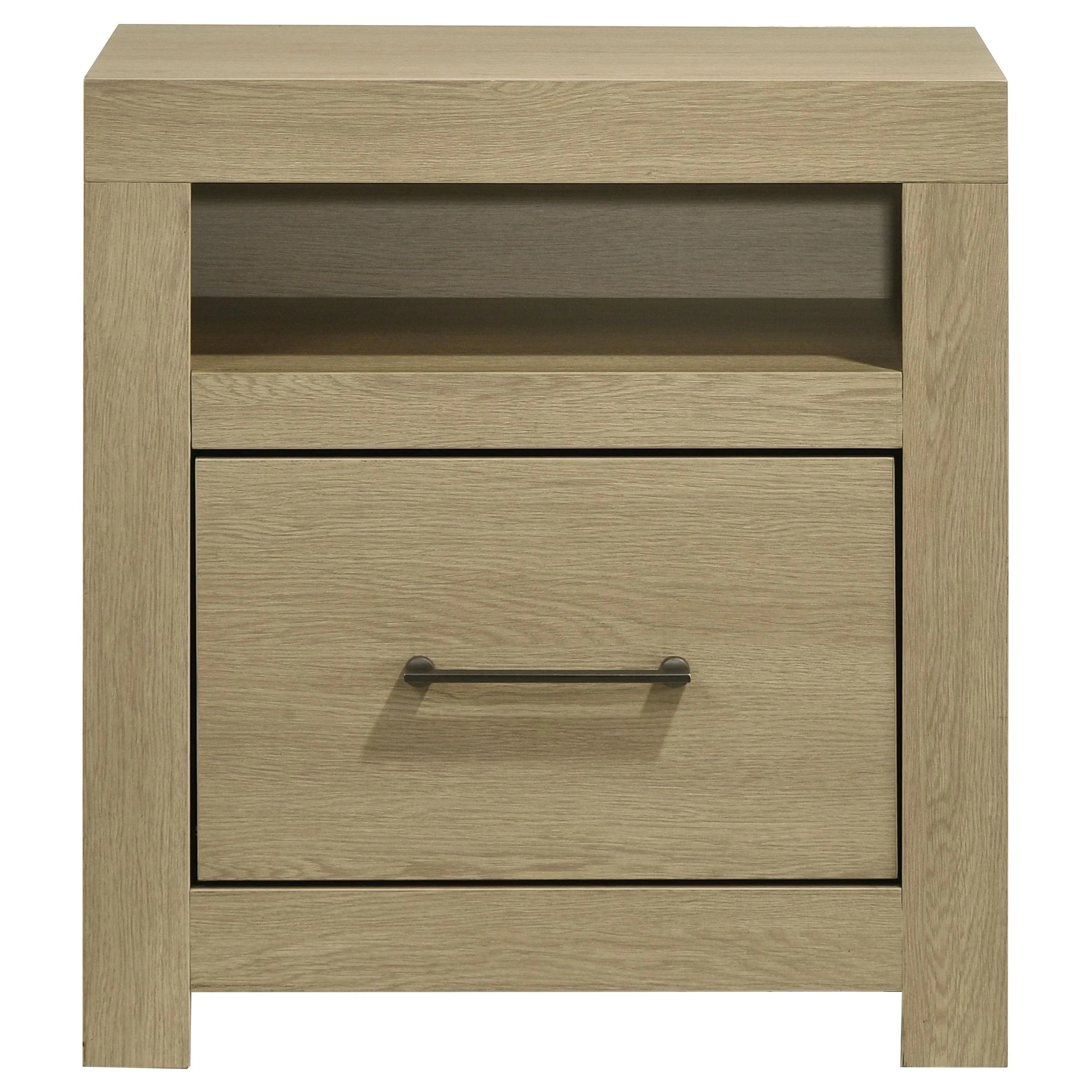 Hendricks 1-drawer Nightstand Bedside Table with Cubby Light Oak - Image 2