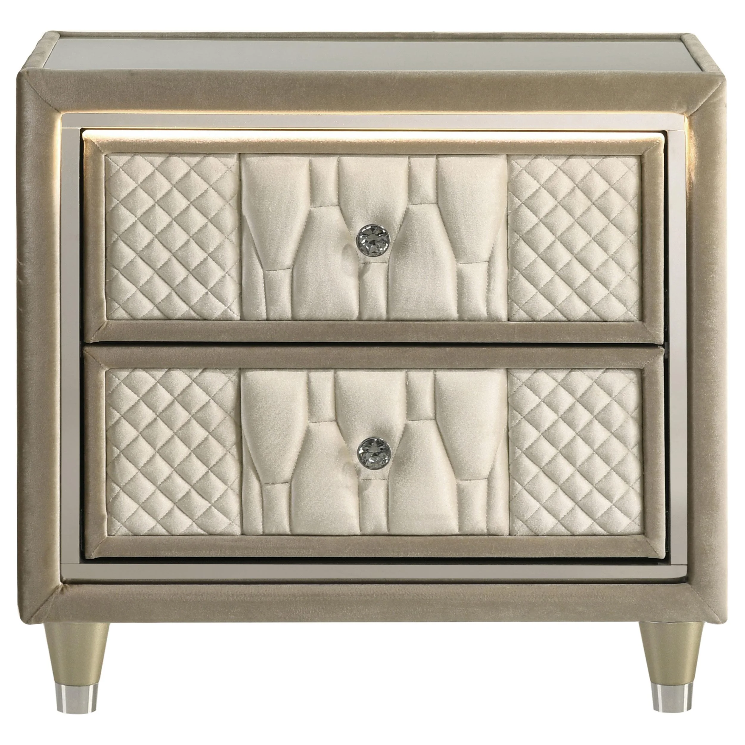 Lorient 2-drawer LED Nightstand with USB Ivory and Camel - Image 3