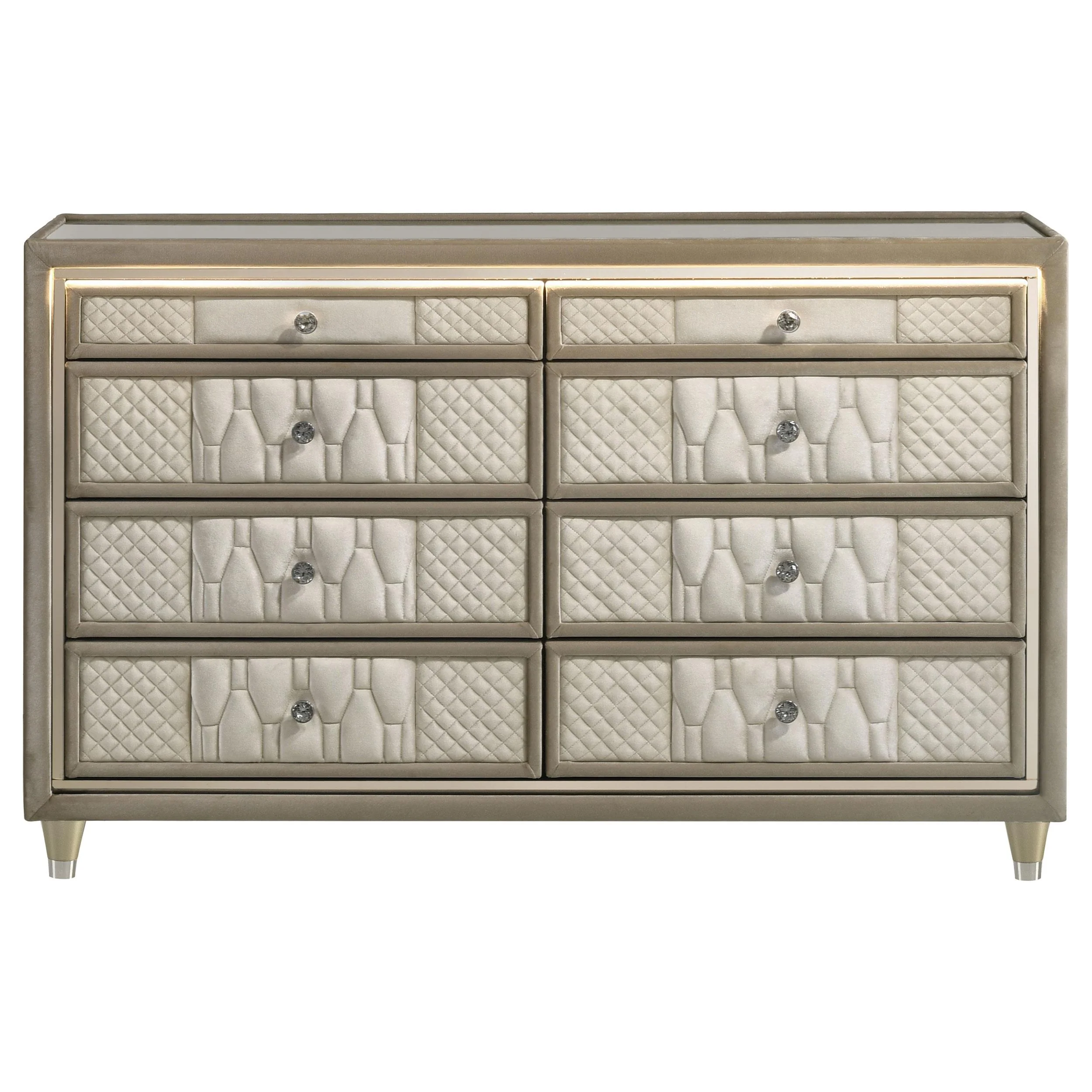 Lorient 8-drawer LED Bedroom Dresser Cabinet Ivory and Camel - Image 3