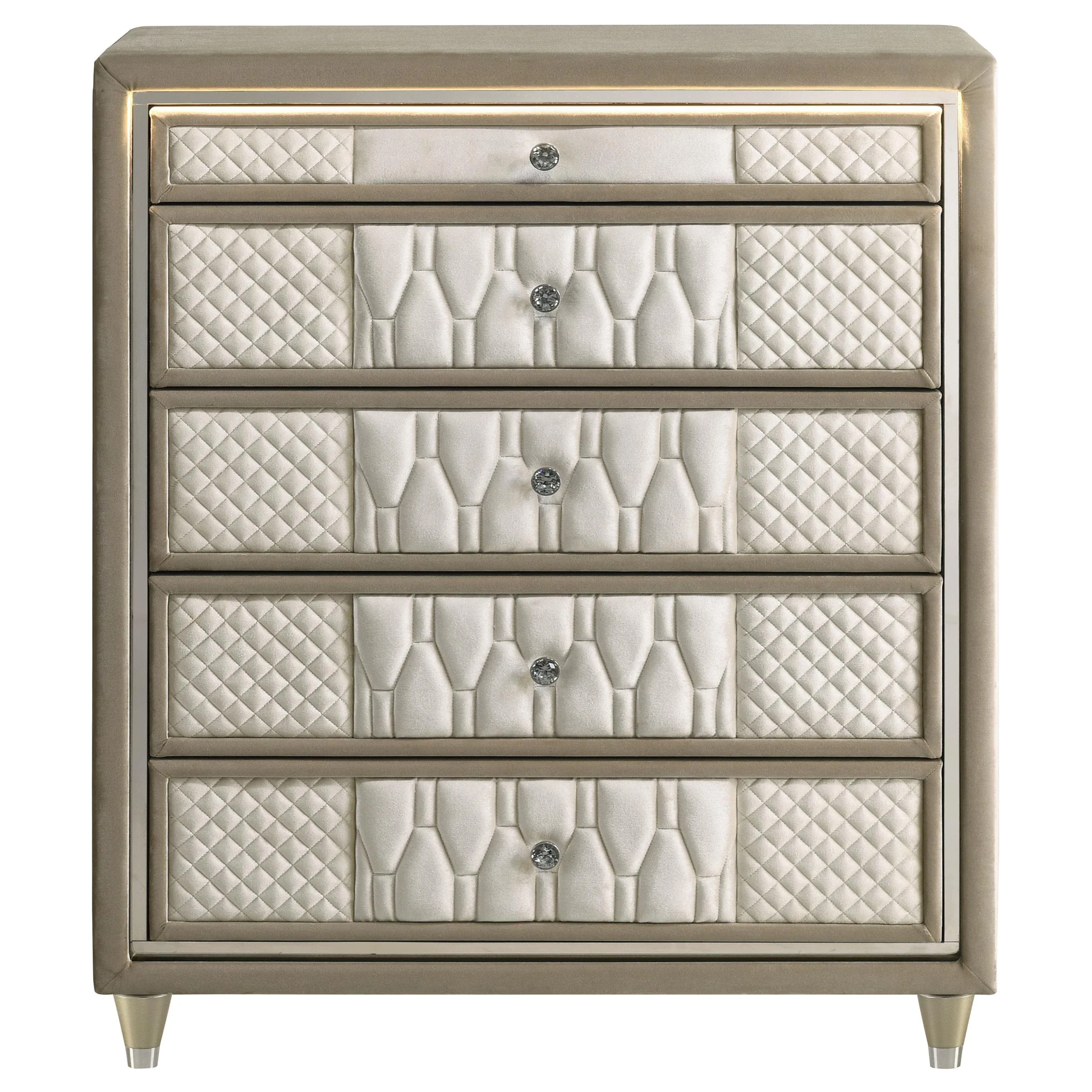 Lorient 5-drawer LED Chest of Drawers Ivory and Camel - Image 3