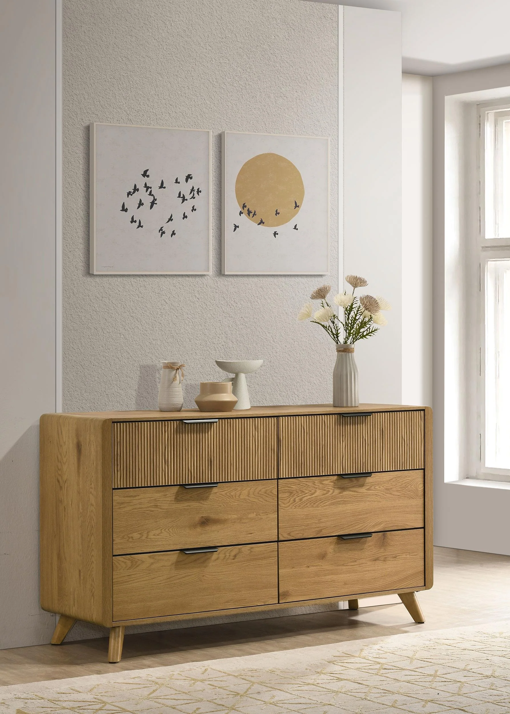 Bennett 6-drawer Bedroom Dresser Cabinet Light Oak - Image 2