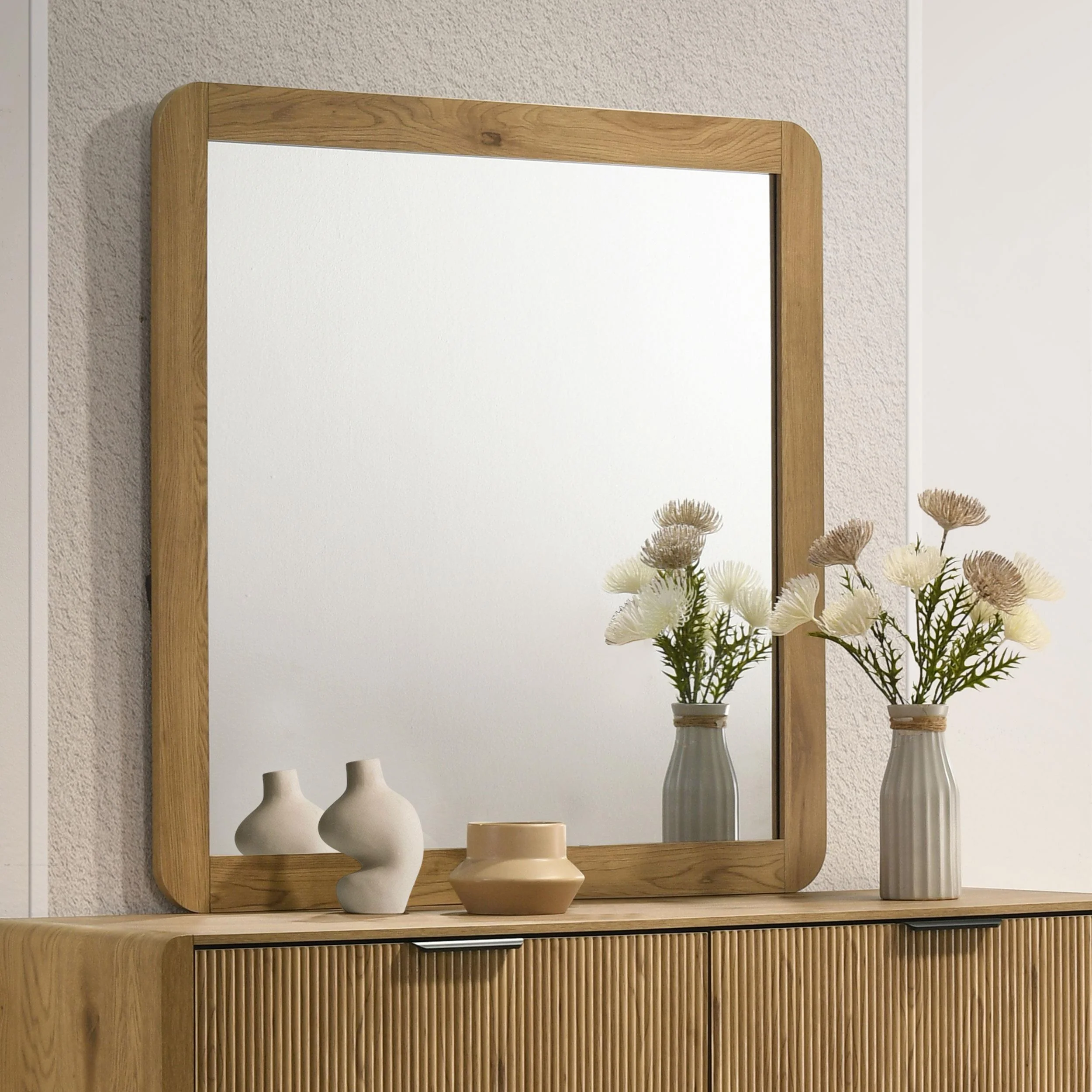 Bennett Bedroom Dresser Mirror Light Oak - Image 2