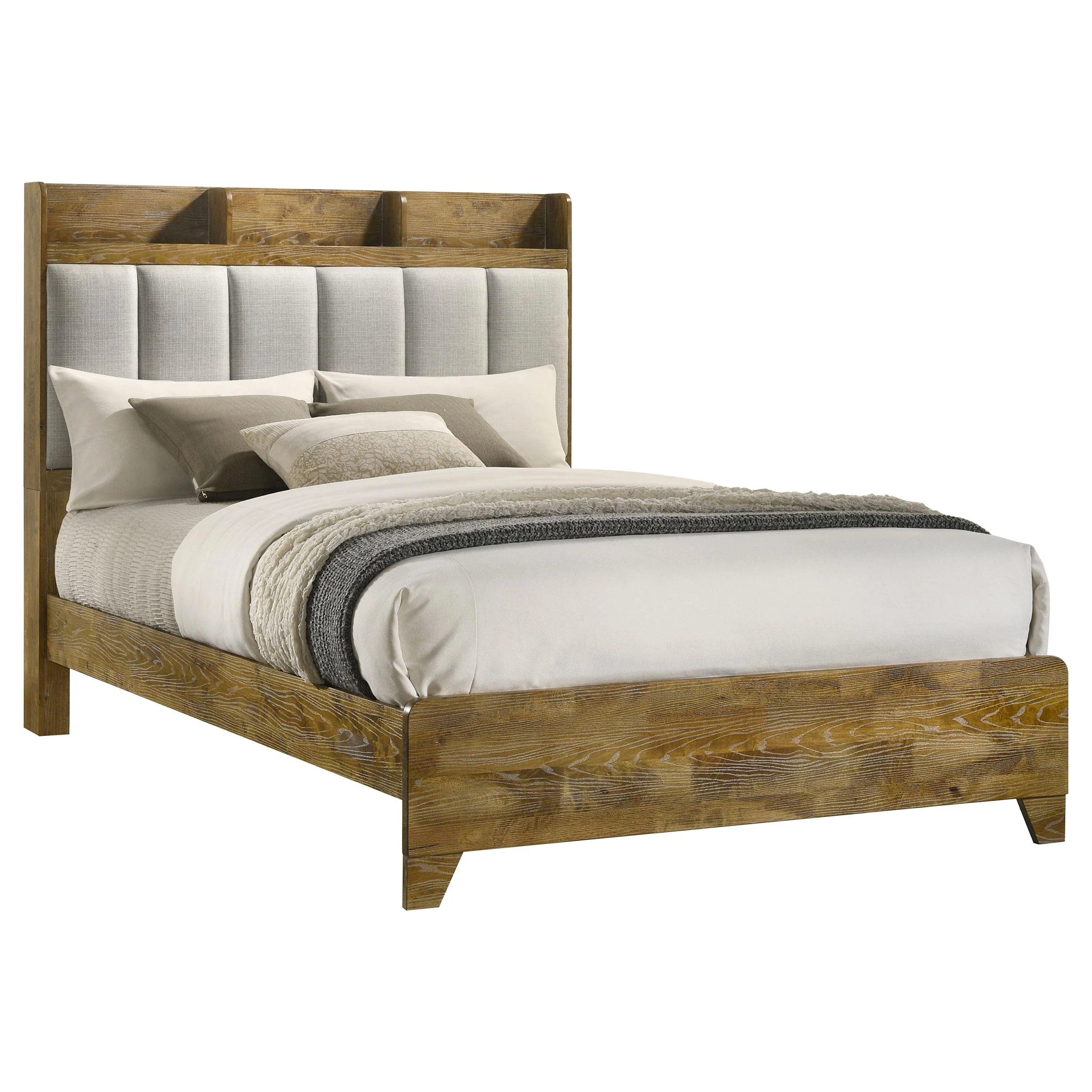 Henderson 57-inch Eastern King Bookcase Panel Bed Medium Oak - Image 3