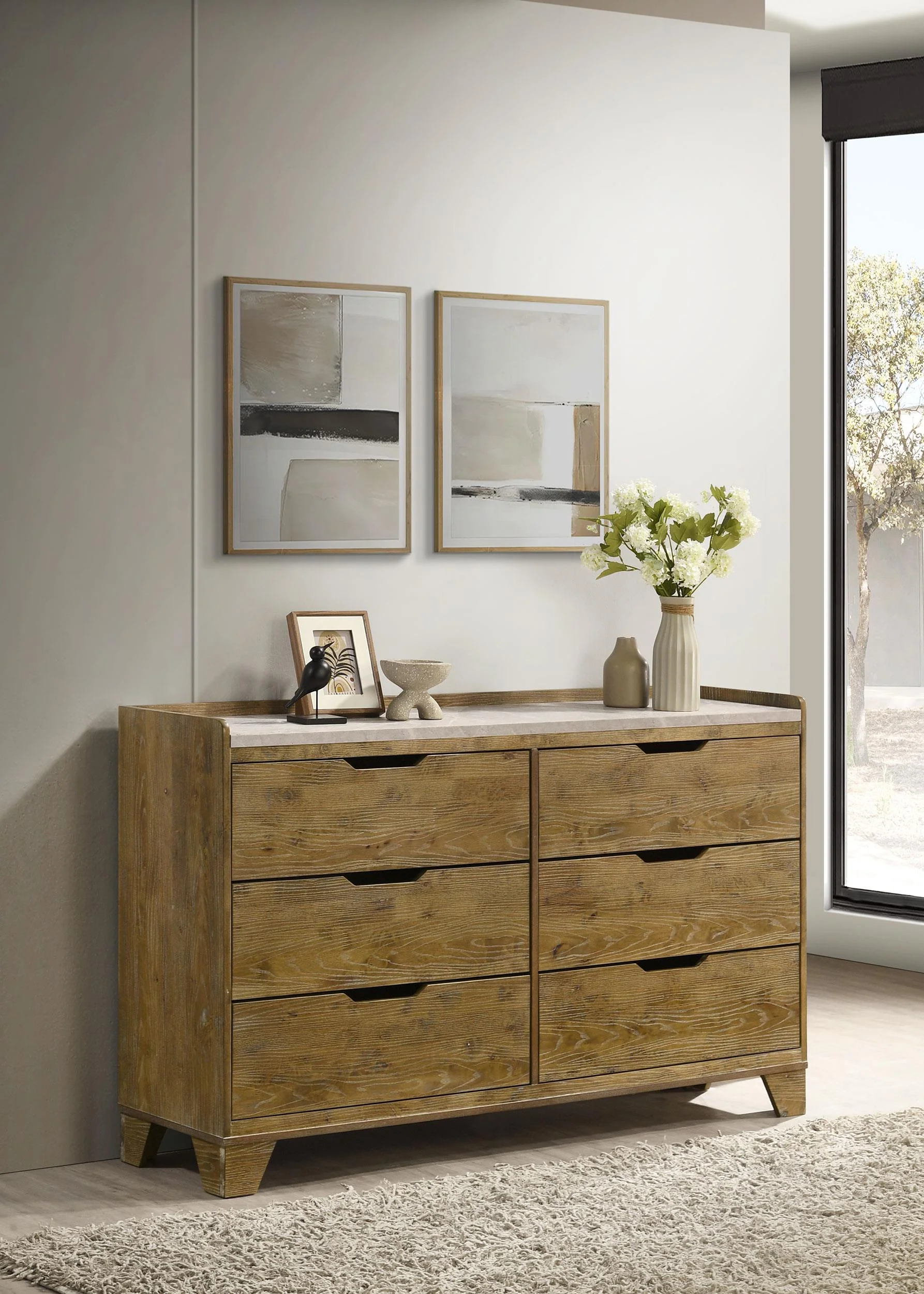 Henderson 6-drawer Bedroom Dresser Cabinet Medium Oak - Image 2