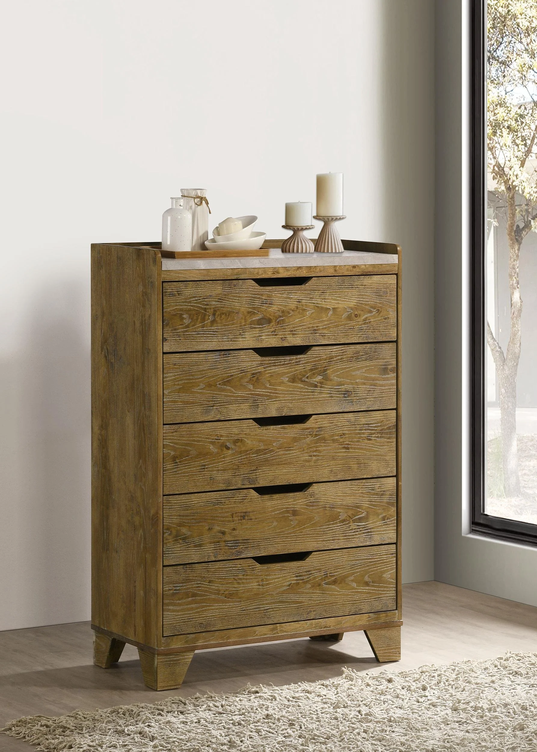 Henderson 5-drawer Bedroom Chest of Drawers Medium Oak - Image 2