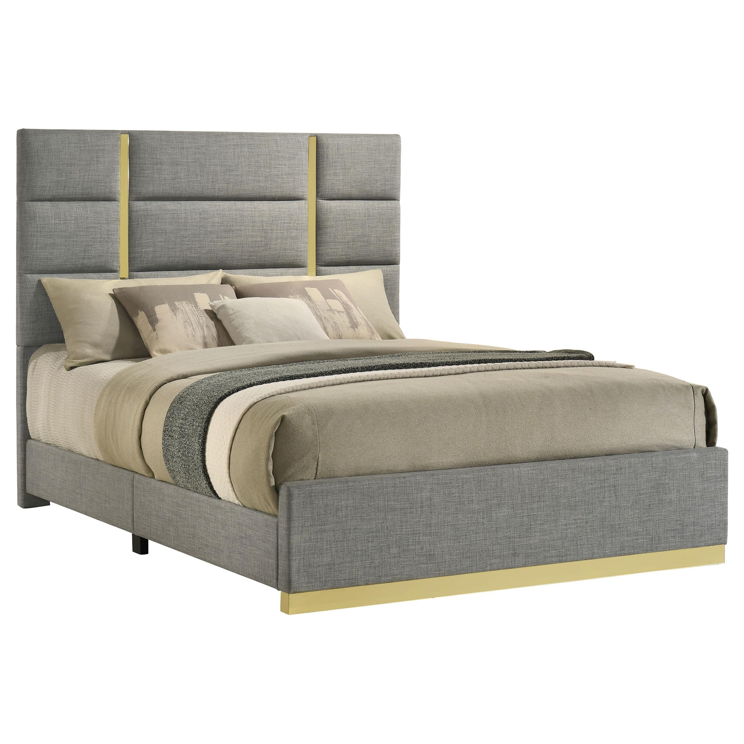 Ines 52-inch Fabric Upholstered Queen Panel Bed Grey - Image 3
