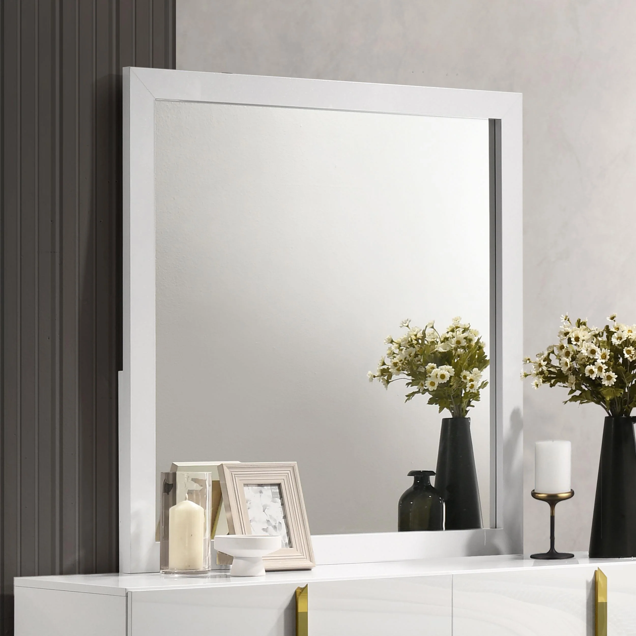 Ines Dresser Mirror Holographic White High Gloss - Image 2